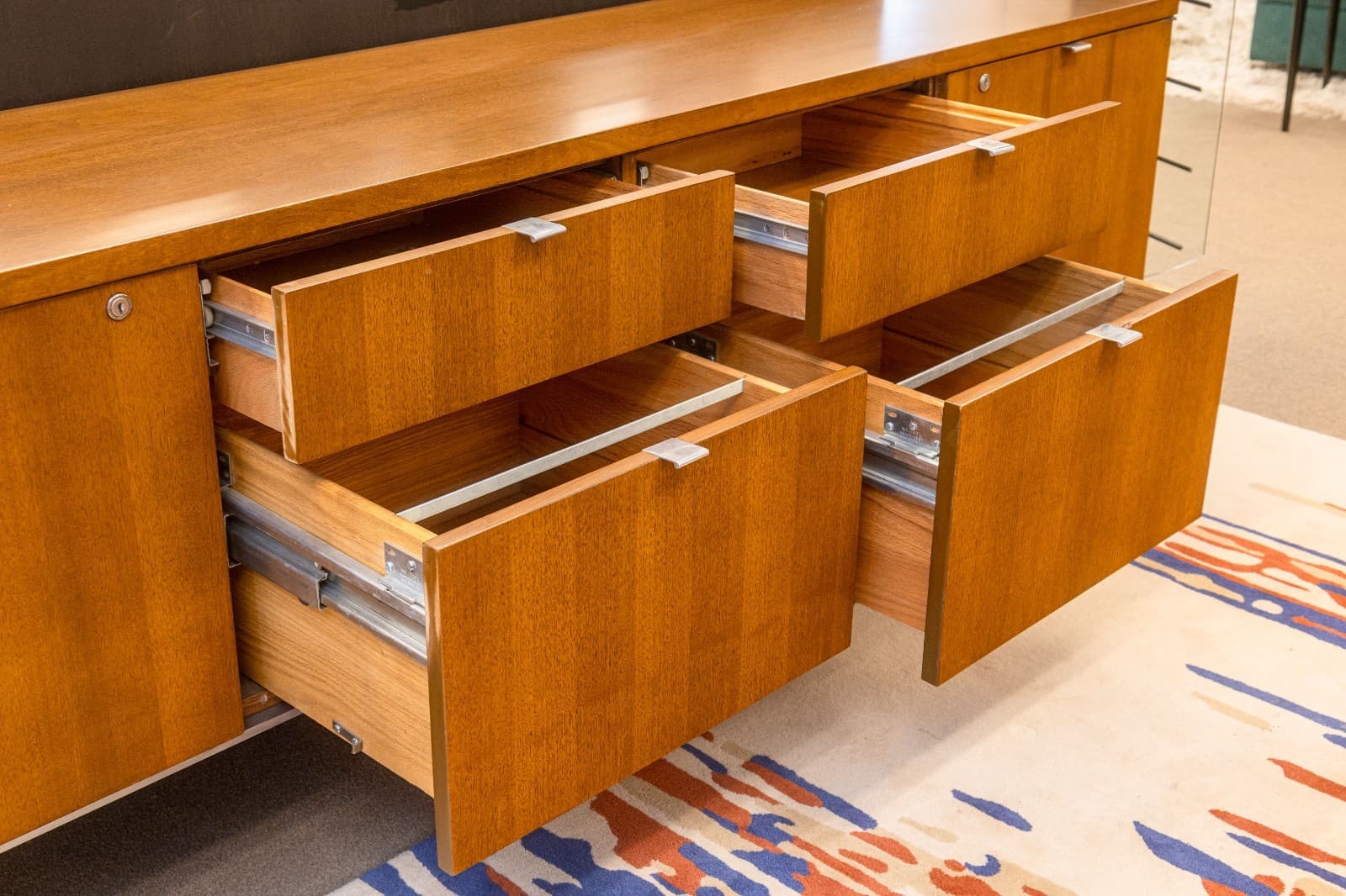 Vintage Mid Century Florence Knoll Walnut Wood Executive Office Credenza Cabinet - Thumbnail 5