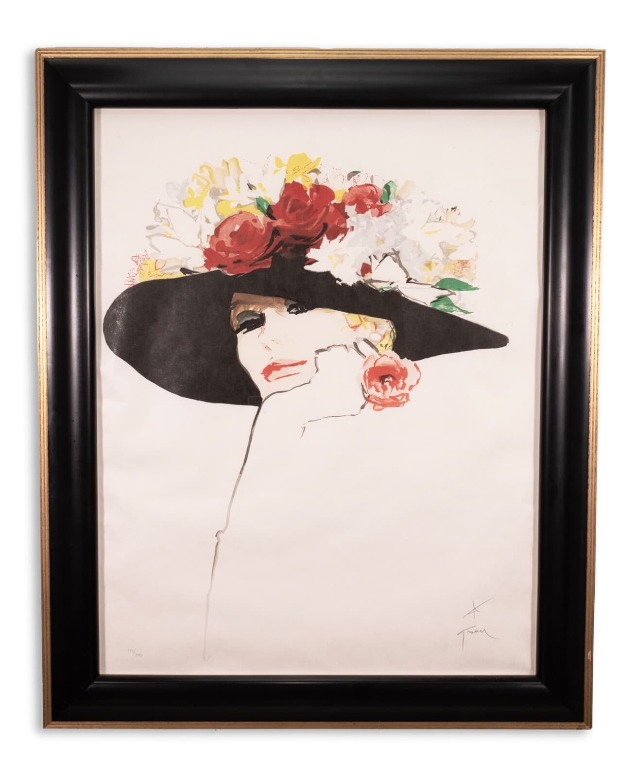 Rene Gruau La Rose Rouge Signed Art Deco Lithograph on Paper 119/300 Framed 1987