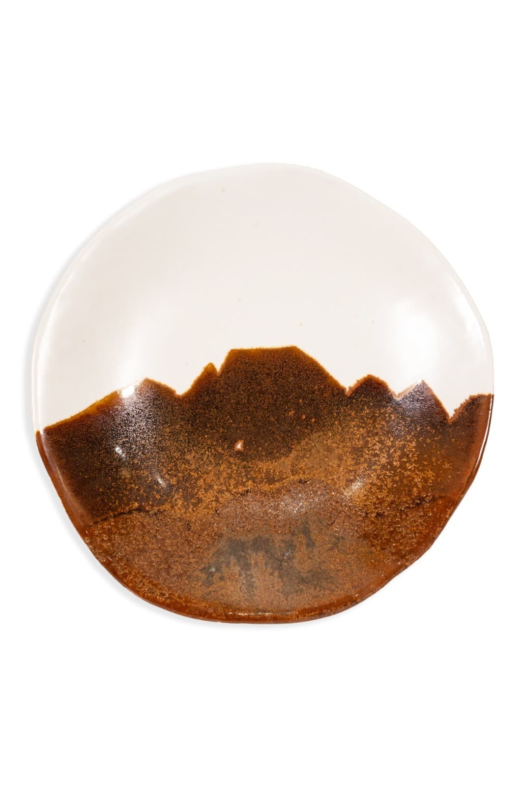 Modernist Ceramic Plate and Bowl with Earth-Toned Glaze Set Signed Tavel - Thumbnail 2