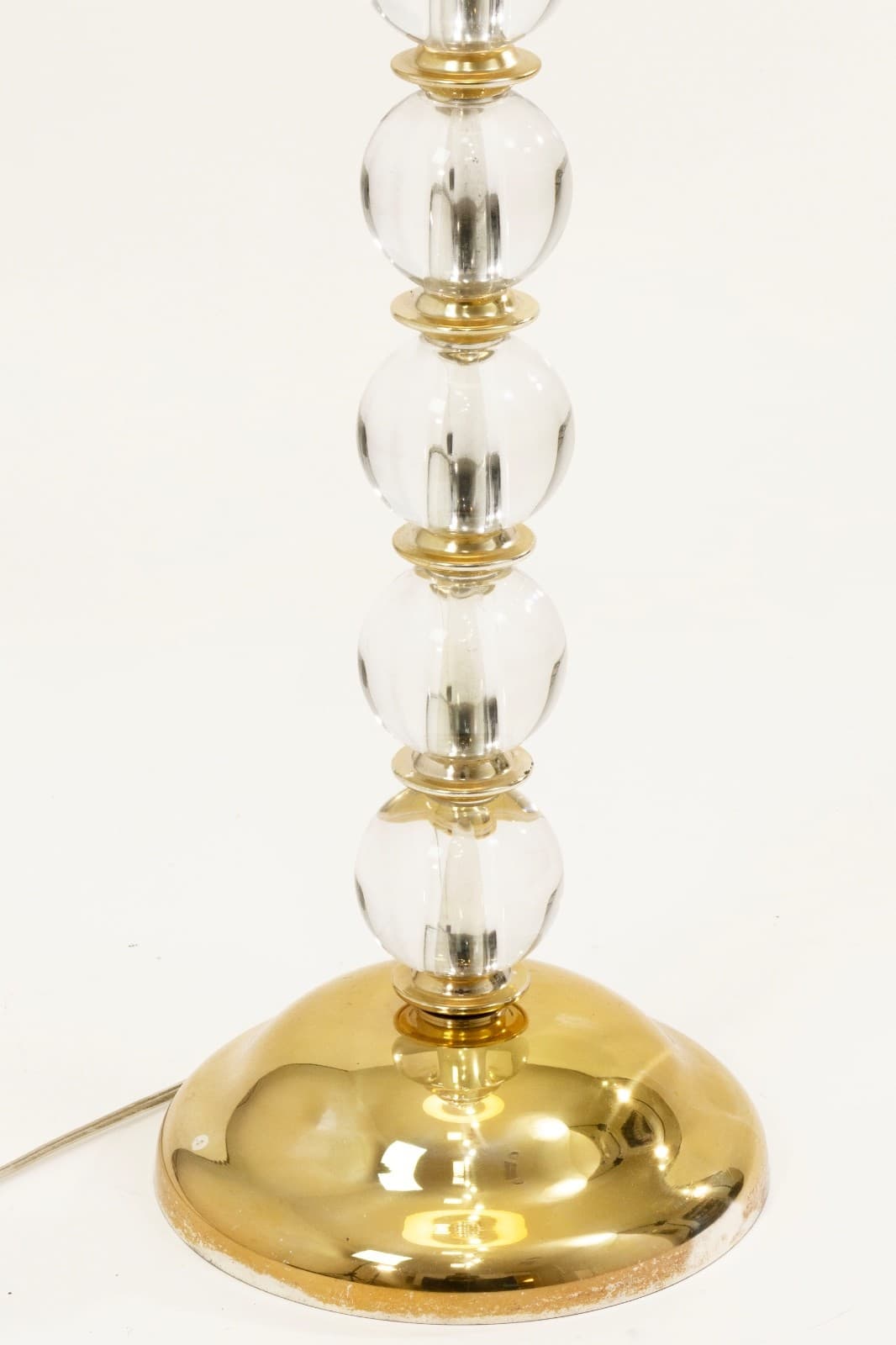 Vintage Glass Sphere And Brass Cristallo Floor Lamp Made In Italy - Thumbnail 3