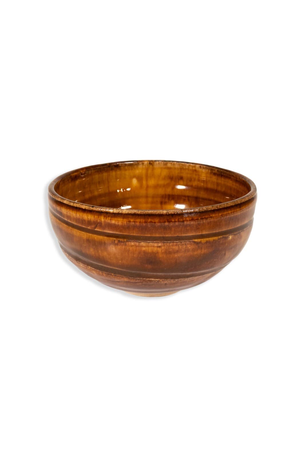 Modernist Ceramic Plate and Bowl with Earth-Toned Glaze Set Signed Tavel - Thumbnail 5