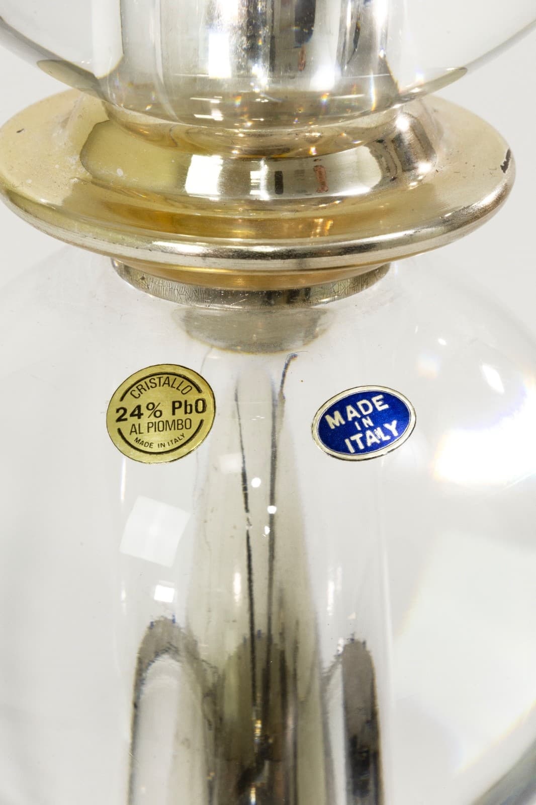Vintage Glass Sphere And Brass Cristallo Floor Lamp Made In Italy - Thumbnail 5