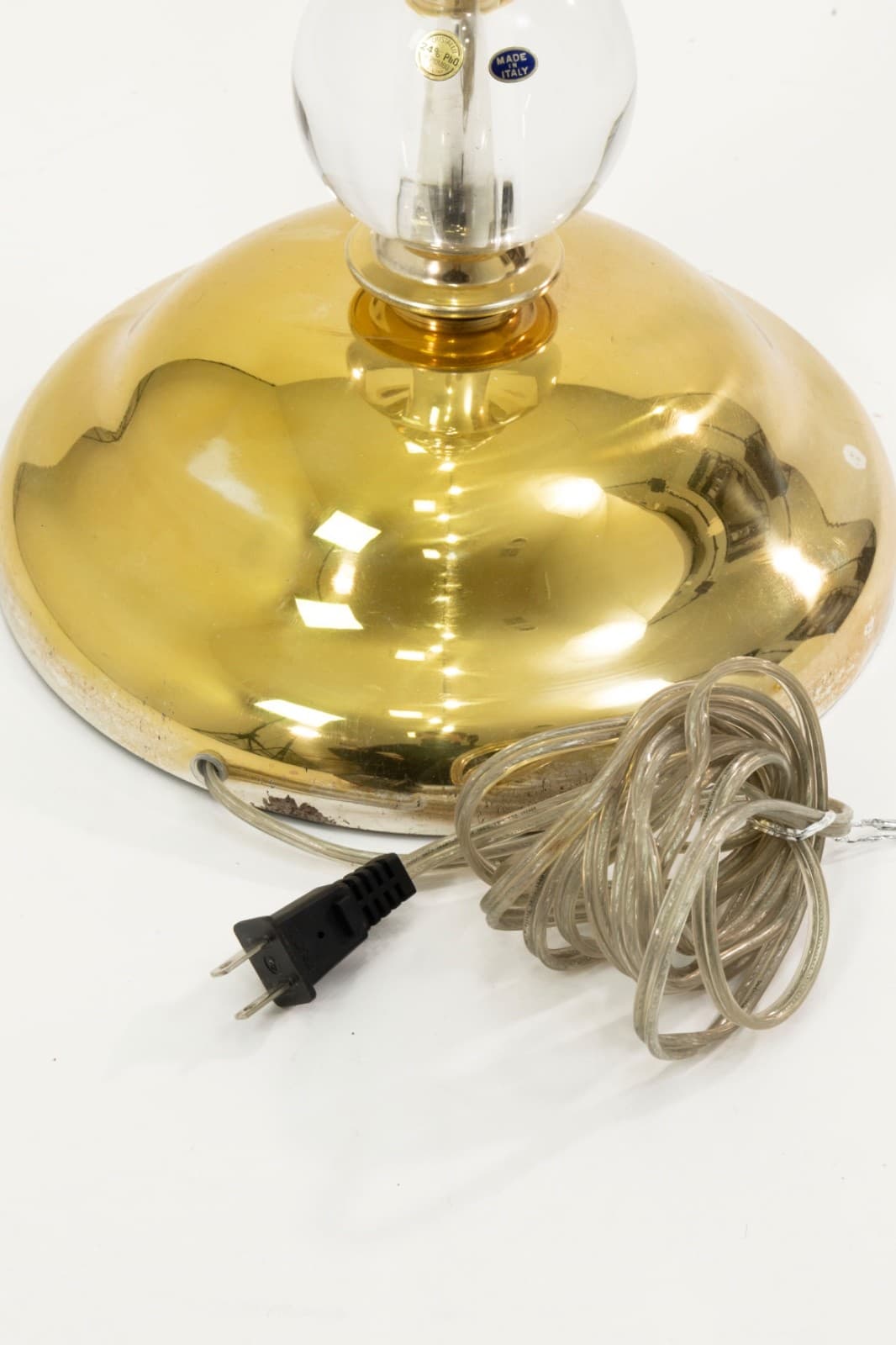 Vintage Glass Sphere And Brass Cristallo Floor Lamp Made In Italy - Thumbnail 8