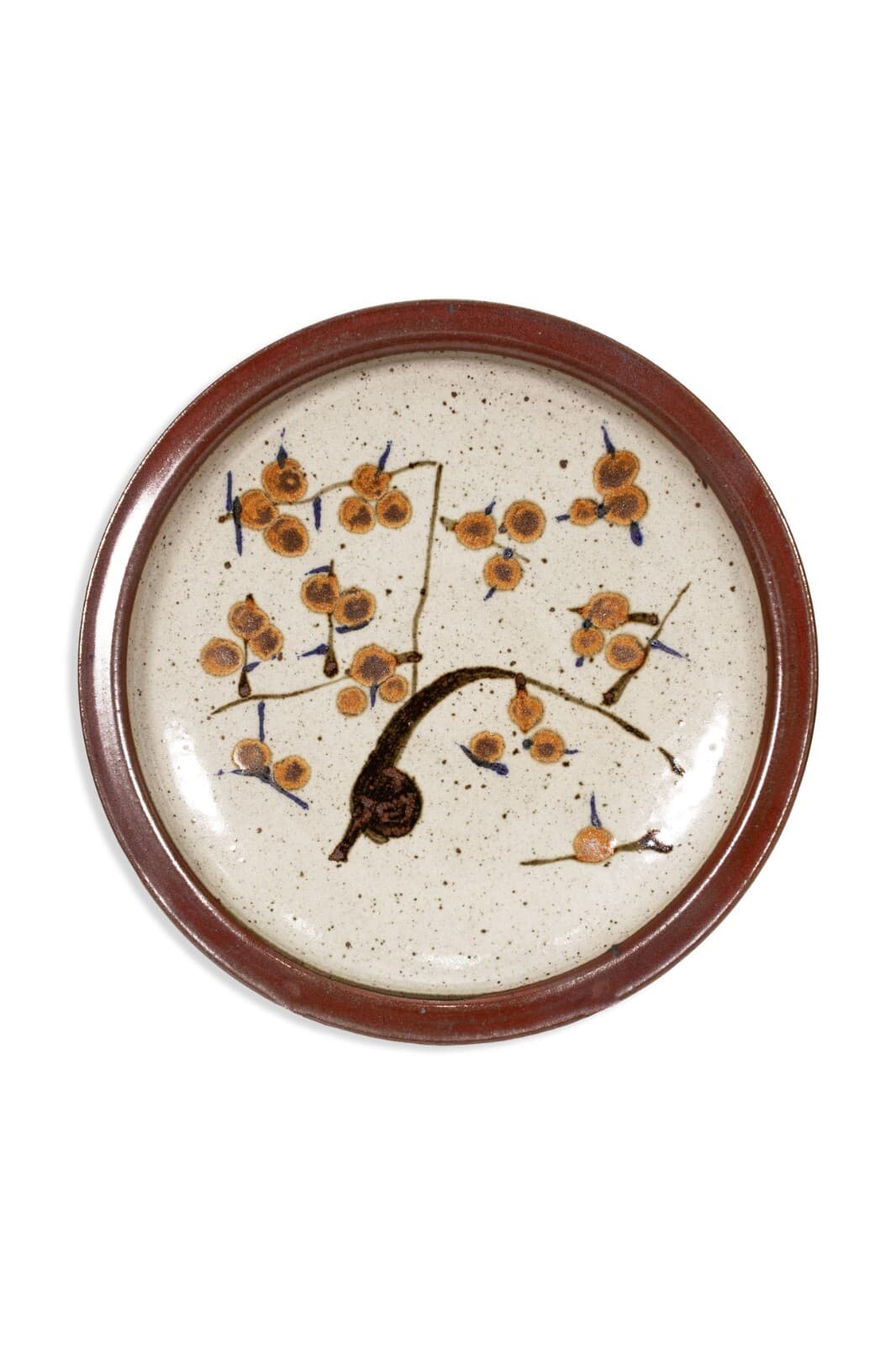 Modernist Ceramic Round Plate & Square Platter Earth-Toned Glaze Signed Meso - Thumbnail 2