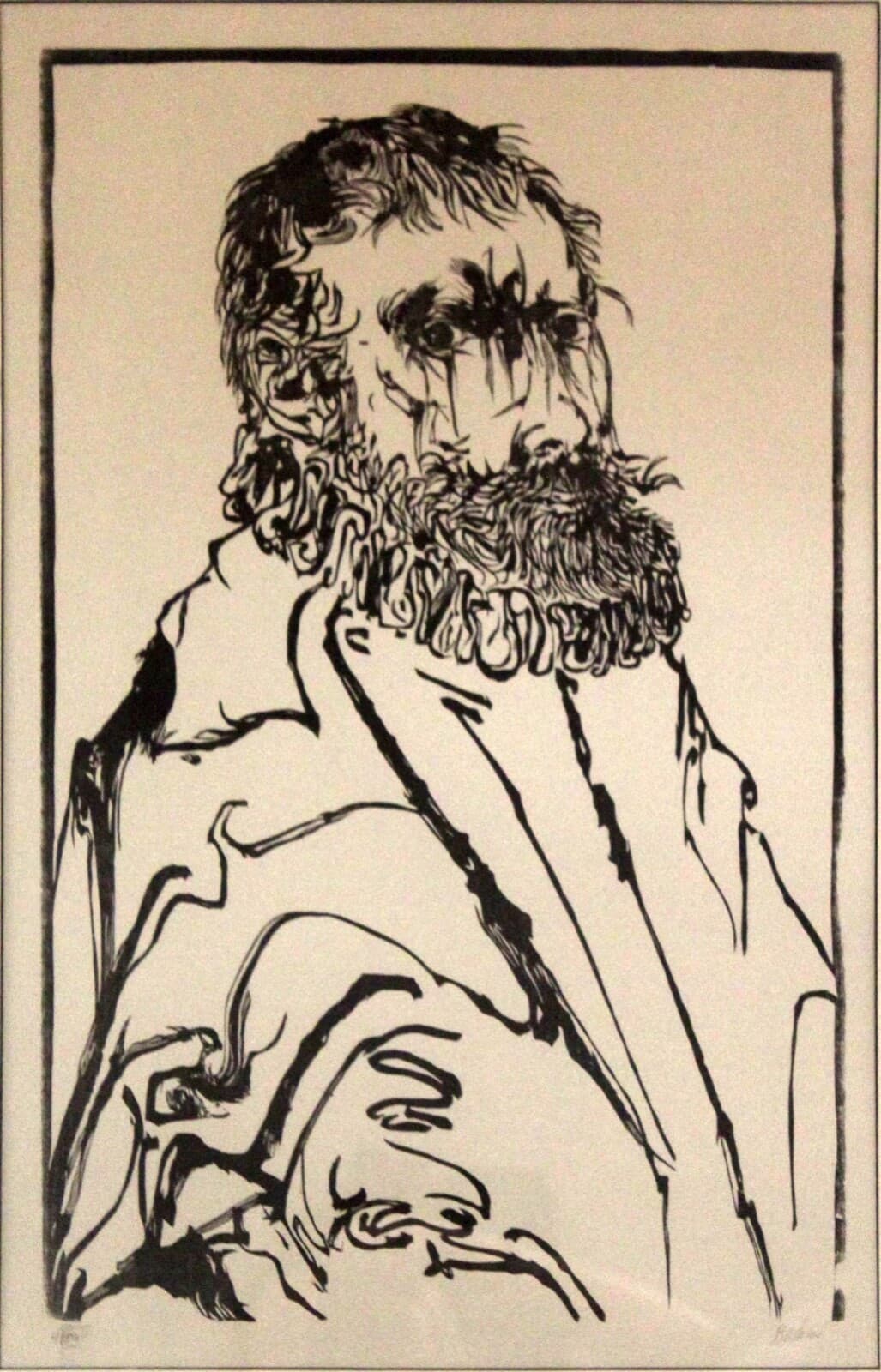 Leonard Baskin De Gheyn Modern Woodcut Signed 4/50 Framed 1970 - Thumbnail 2