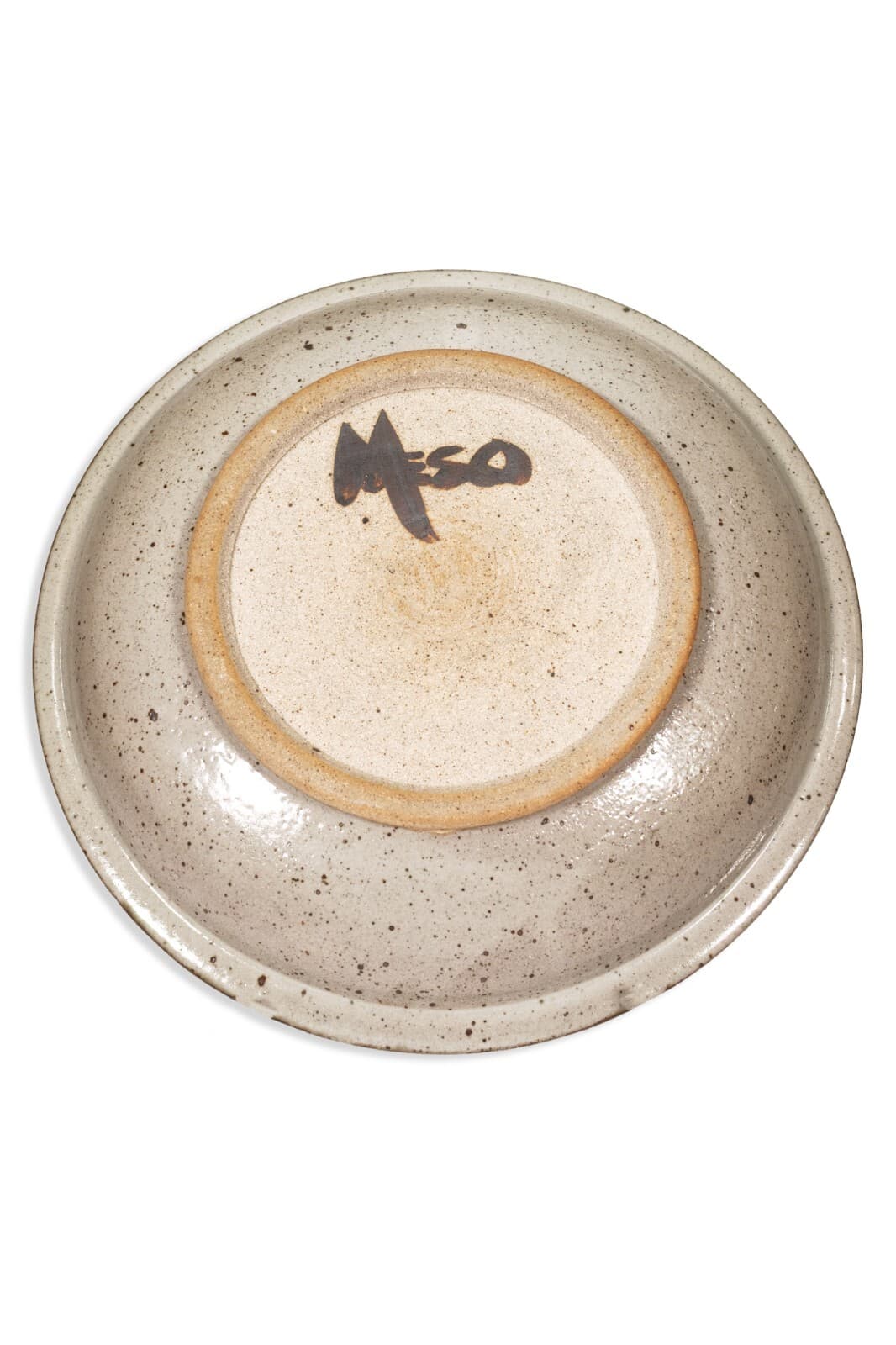 Modernist Ceramic Round Plate & Square Platter Earth-Toned Glaze Signed Meso - Thumbnail 4