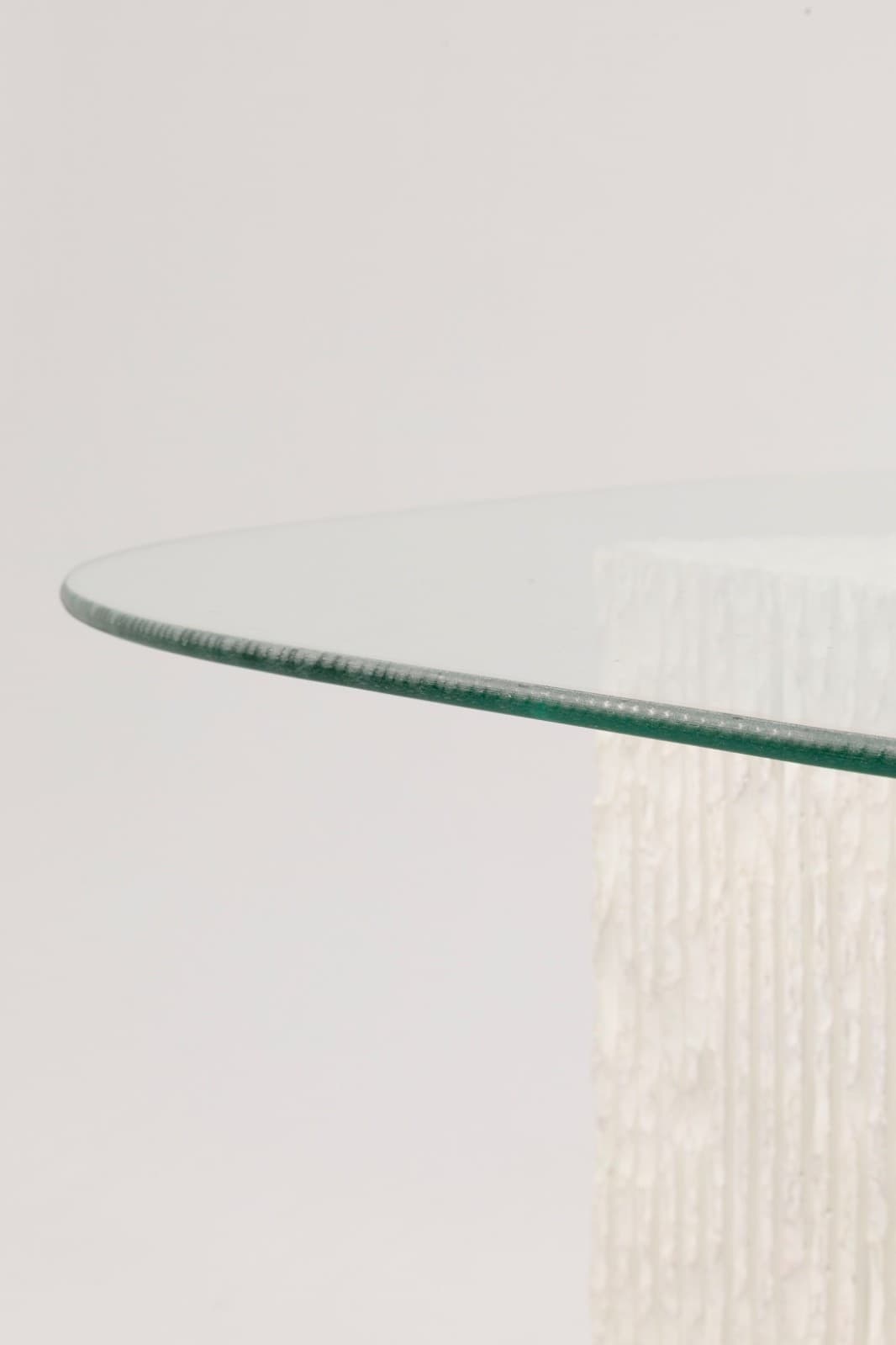 Pair Of Post Modern Plaster And Glass Side End Tables - Thumbnail 4