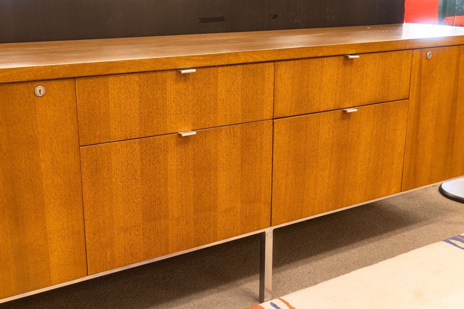 Vintage Mid Century Florence Knoll Walnut Wood Executive Office Credenza Cabinet - Thumbnail 3