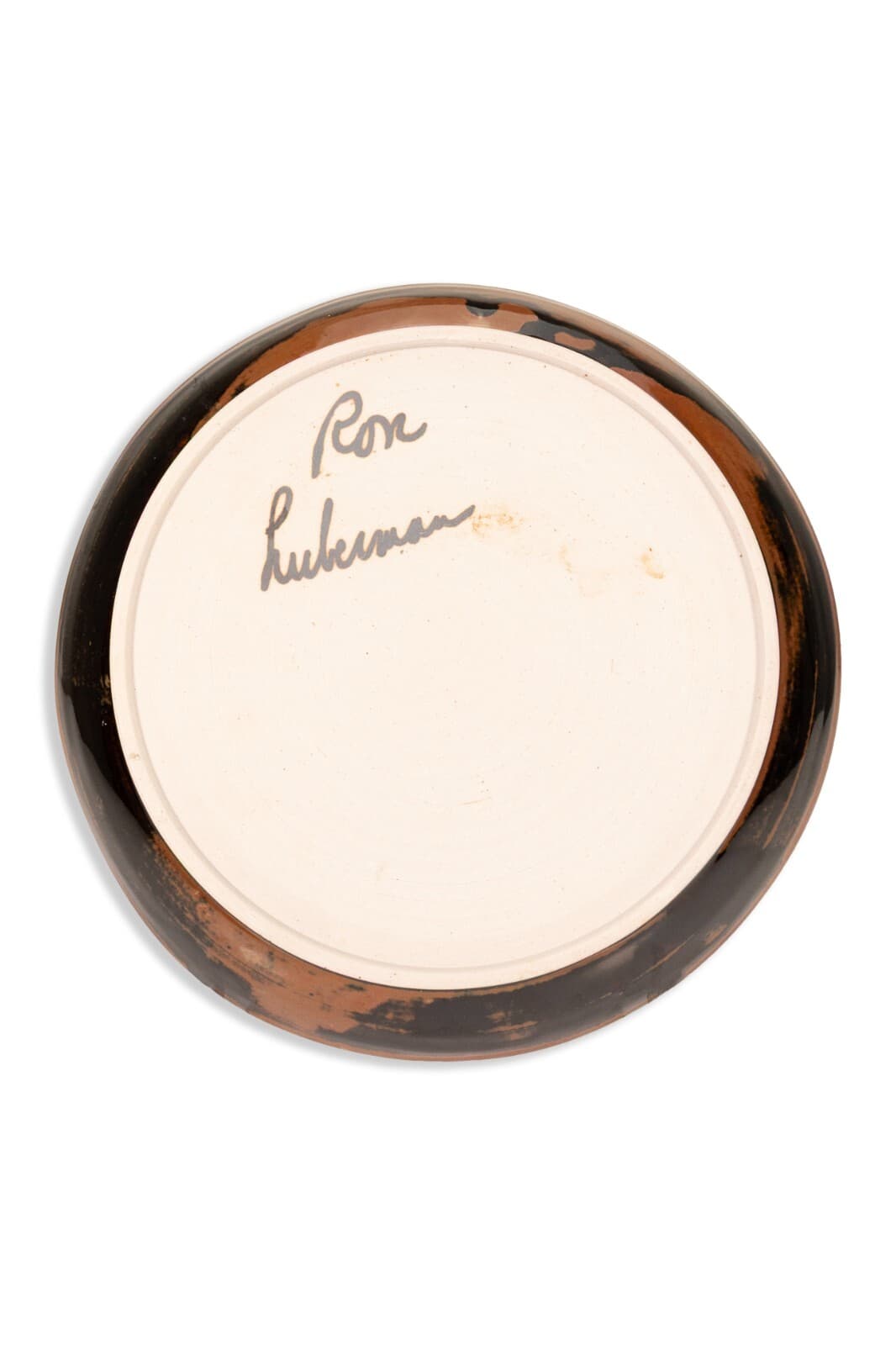 Ron Lieberman Signed Retro Vintage Modernist Glazed Ceramic Decorative Plate 70s - Thumbnail 5