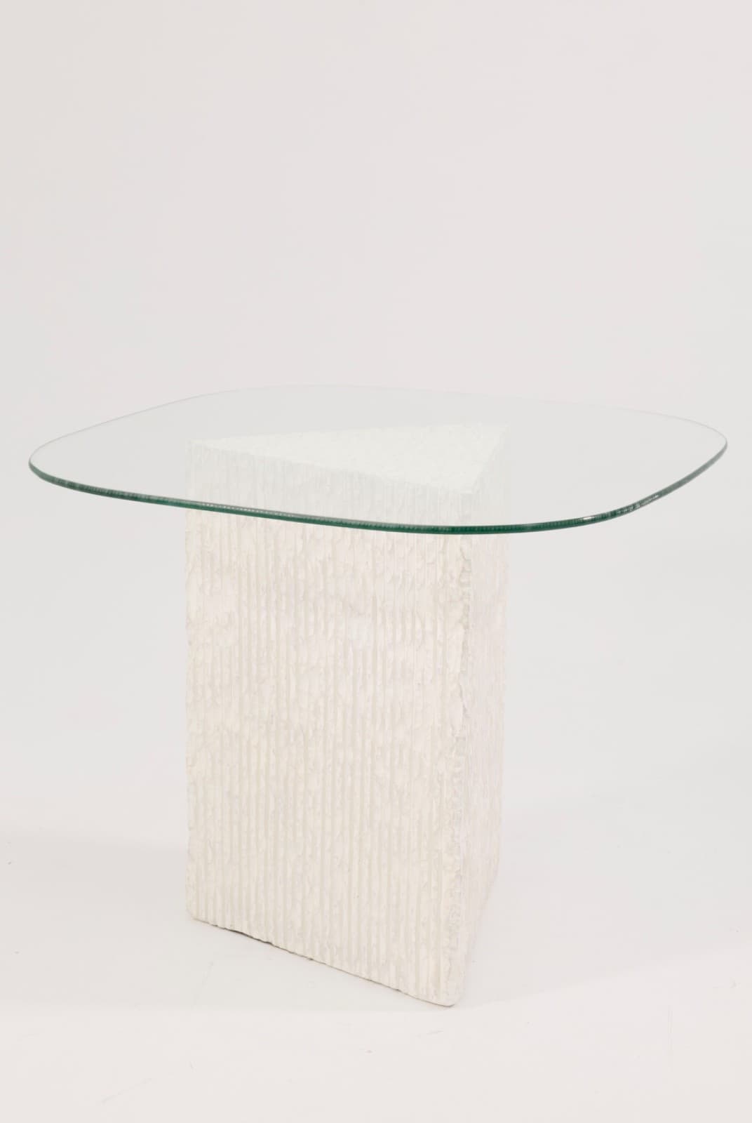 Pair Of Post Modern Plaster And Glass Side End Tables - Thumbnail 3