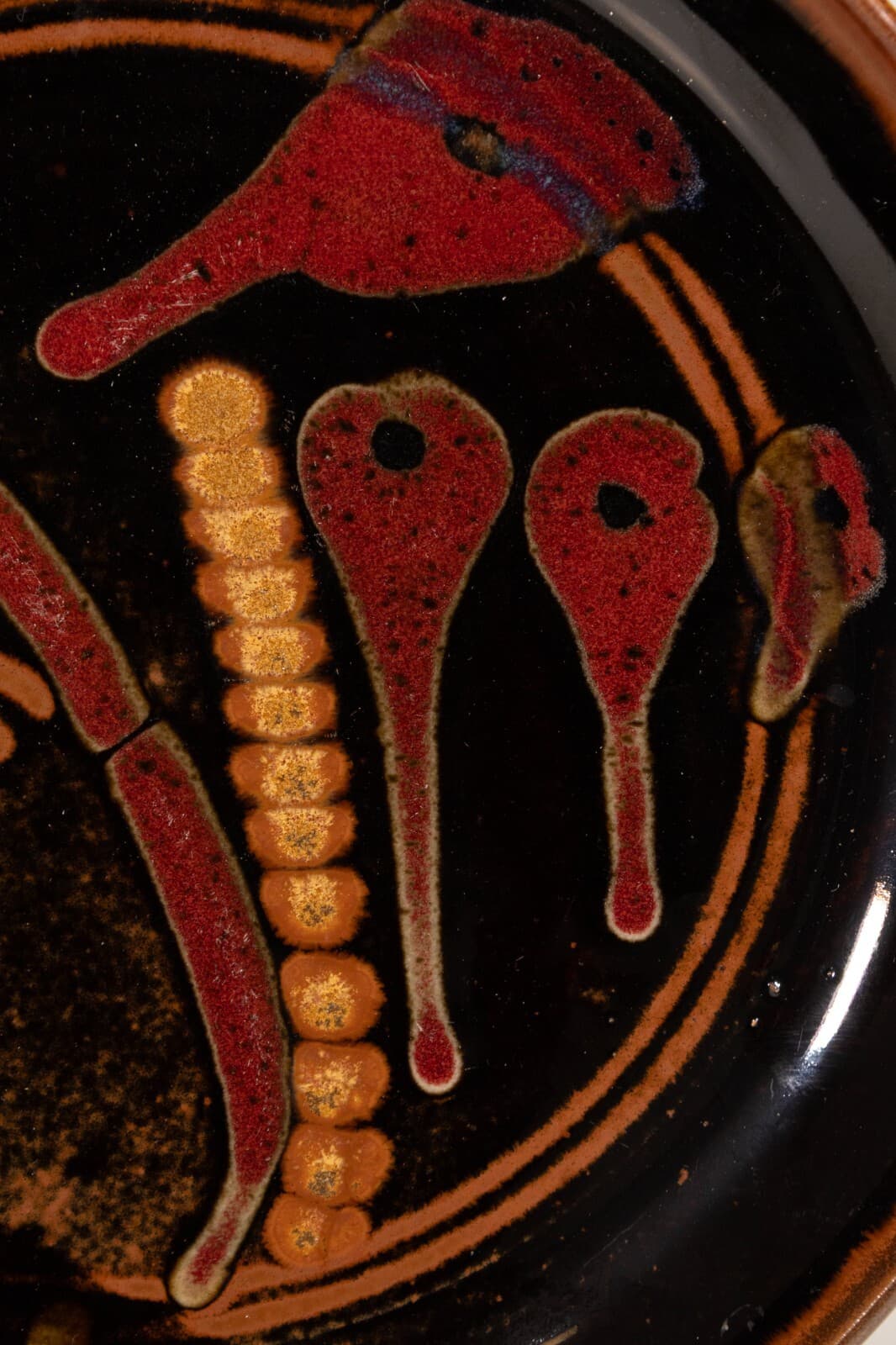 Ron Lieberman Signed Retro Vintage Modernist Glazed Ceramic Decorative Plate 70s - Thumbnail 3