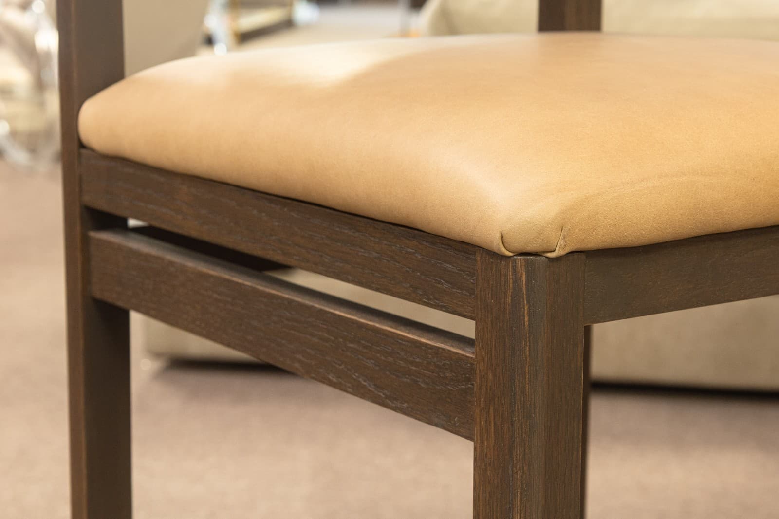 Set of 4 Thayer Barstools by Maiden Home Dark Oak Wood Leather & Shearling Seats - Thumbnail 9