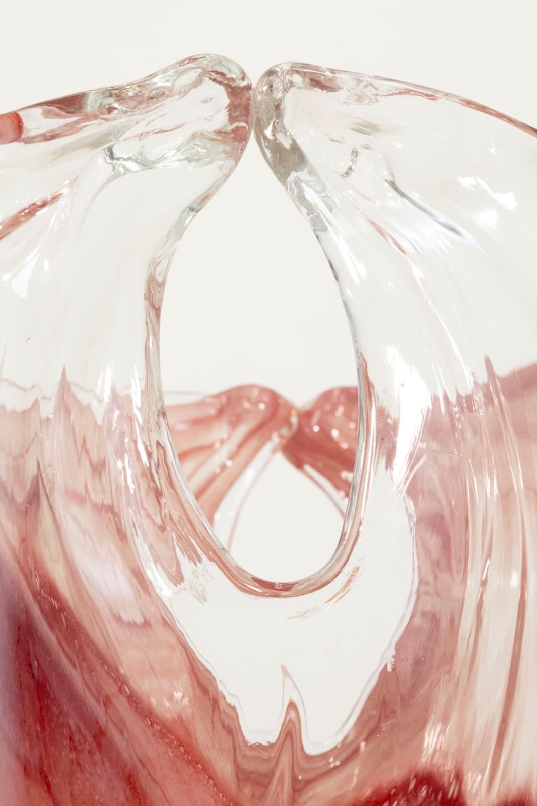 Pair Of Large Italian Vintage Lavorazione Pink & Clear Glass Vases - Thumbnail 7