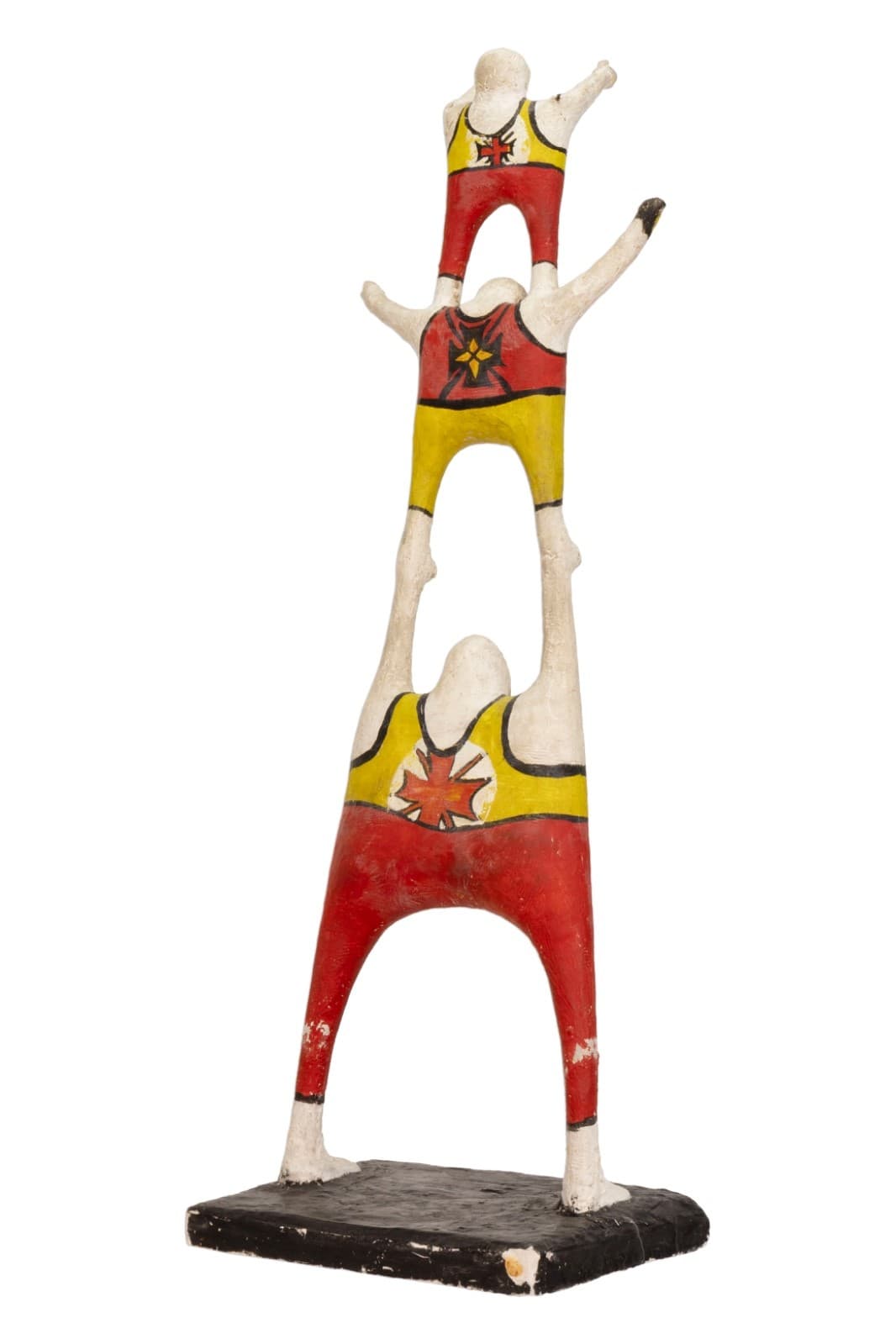 Vintage Mexican Folk Art - Lucha Libre Wrestlers Sculpture Hand-Painted Plaster - Thumbnail 3