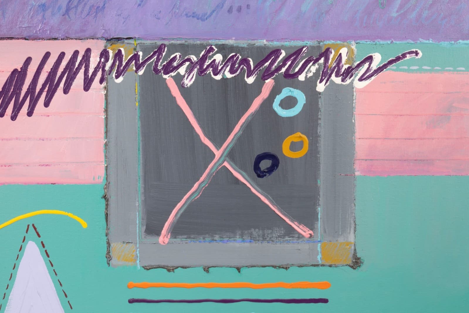 Karen Egren – Untitled 1983 Signed Acrylic on Canvas Memphis Postmodern Painting - Thumbnail 2