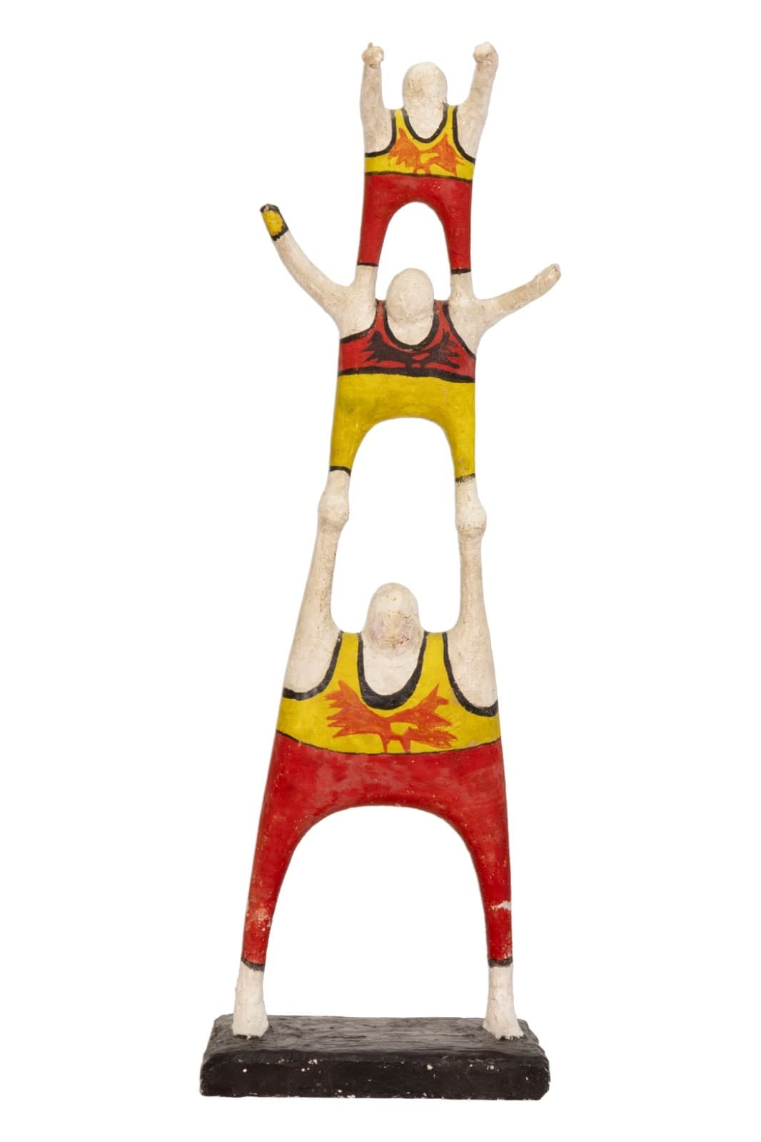Vintage Mexican Folk Art - Lucha Libre Wrestlers Sculpture Hand-Painted Plaster - Thumbnail 2