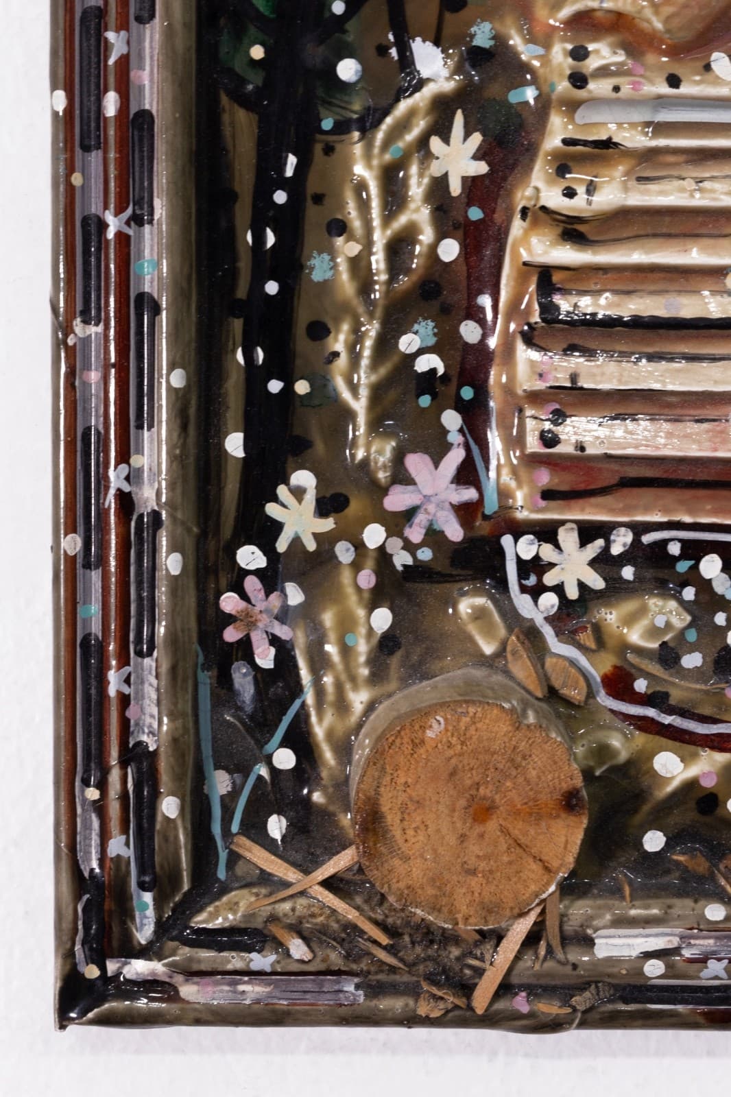 Nancy Pletos - Home Sweet Home, 1984 Signed Mixed Media Wall Sculpture Folk Art - Thumbnail 4