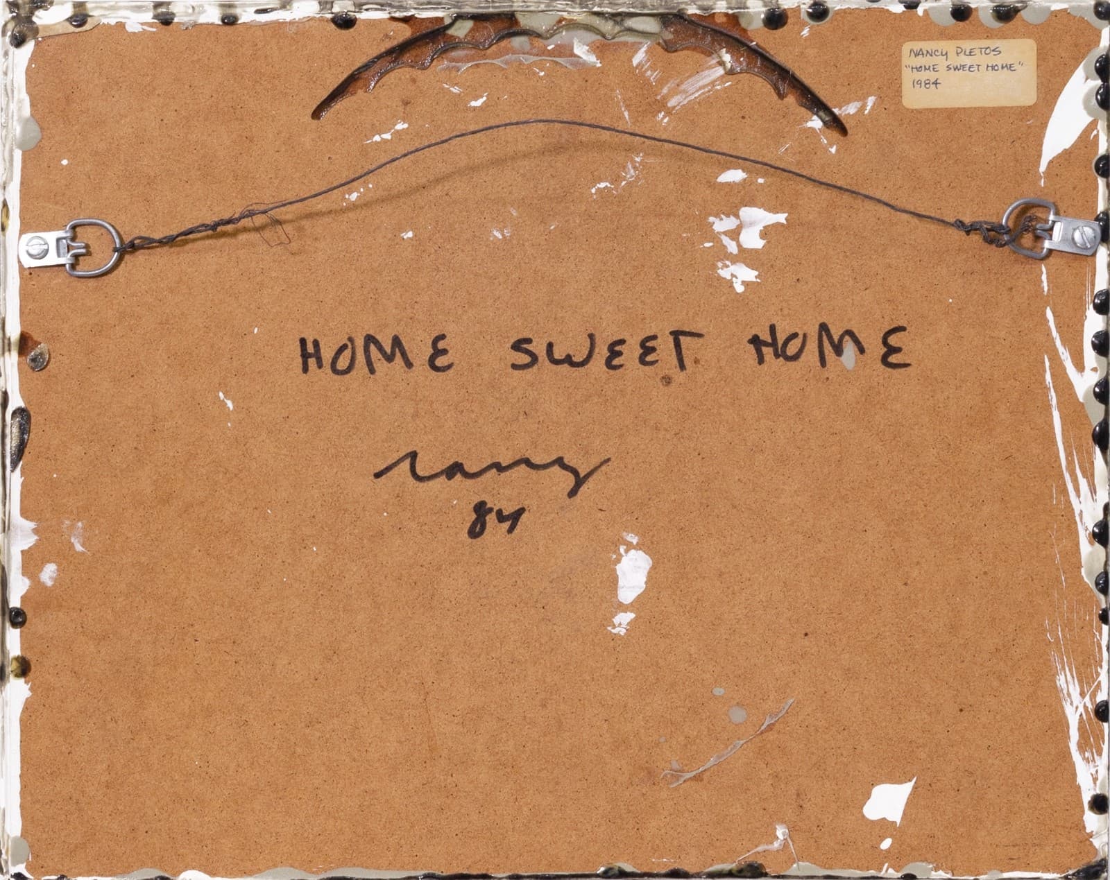 Nancy Pletos - Home Sweet Home, 1984 Signed Mixed Media Wall Sculpture Folk Art - Thumbnail 6