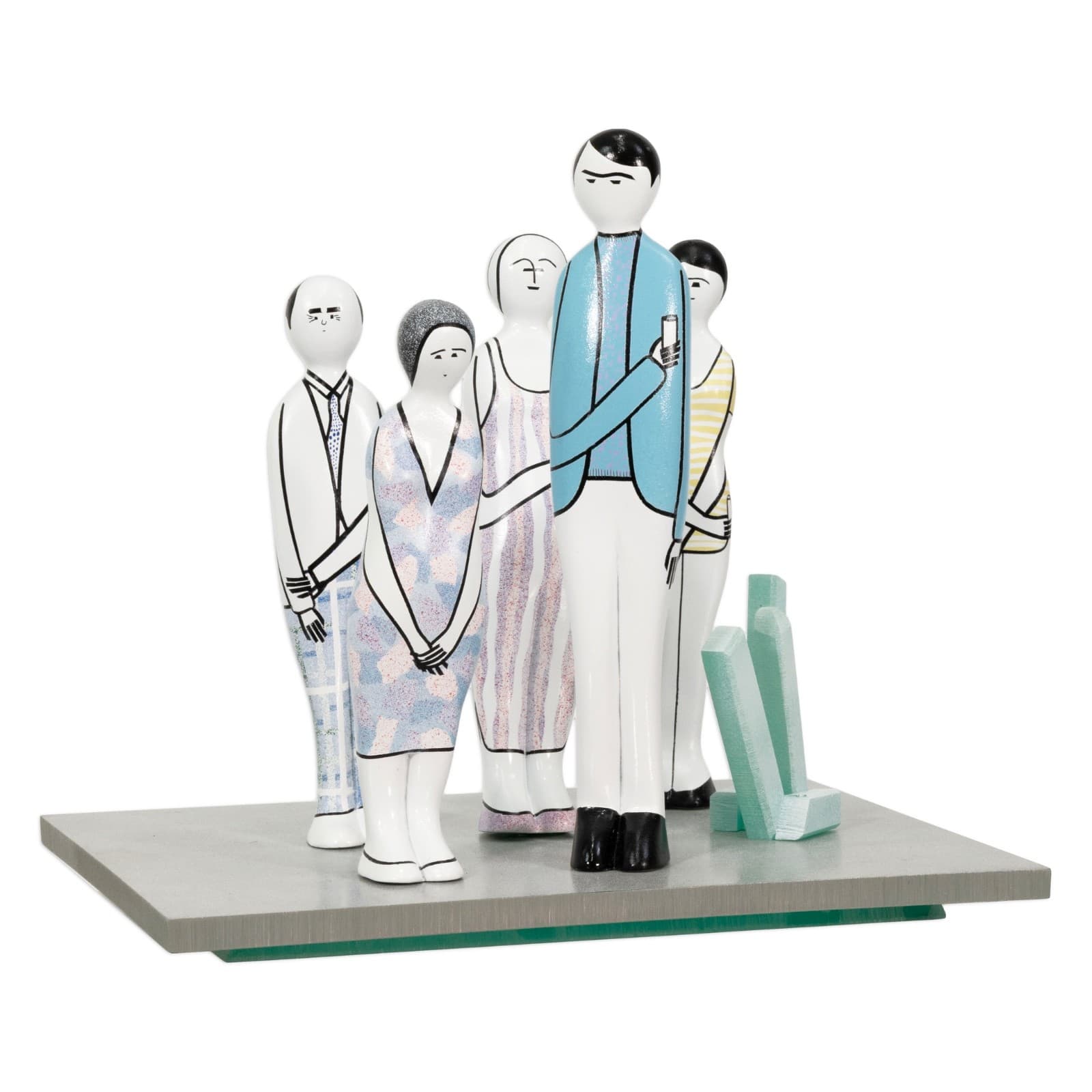 Guglielmo Gusella - A Gallery Opening, c. 1980s Mixed-Media Table Sculpture - Thumbnail 4