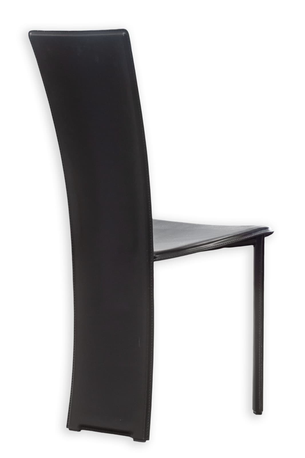 Vintage Set of 4 Pietro Costantini Tripod Black Italian Leather Dining Chairs - Thumbnail 6