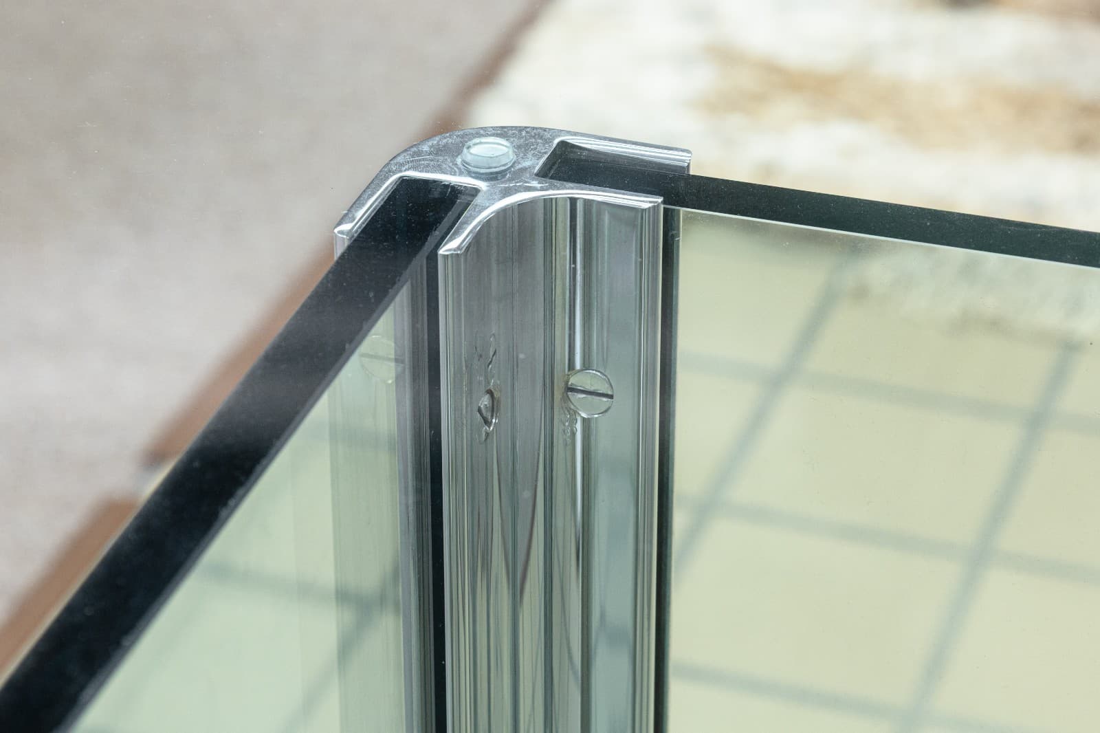 Vintage Leon Rosen for Pace Chrome and Rounded Square Glass Dinette Dining Table - Thumbnail 5