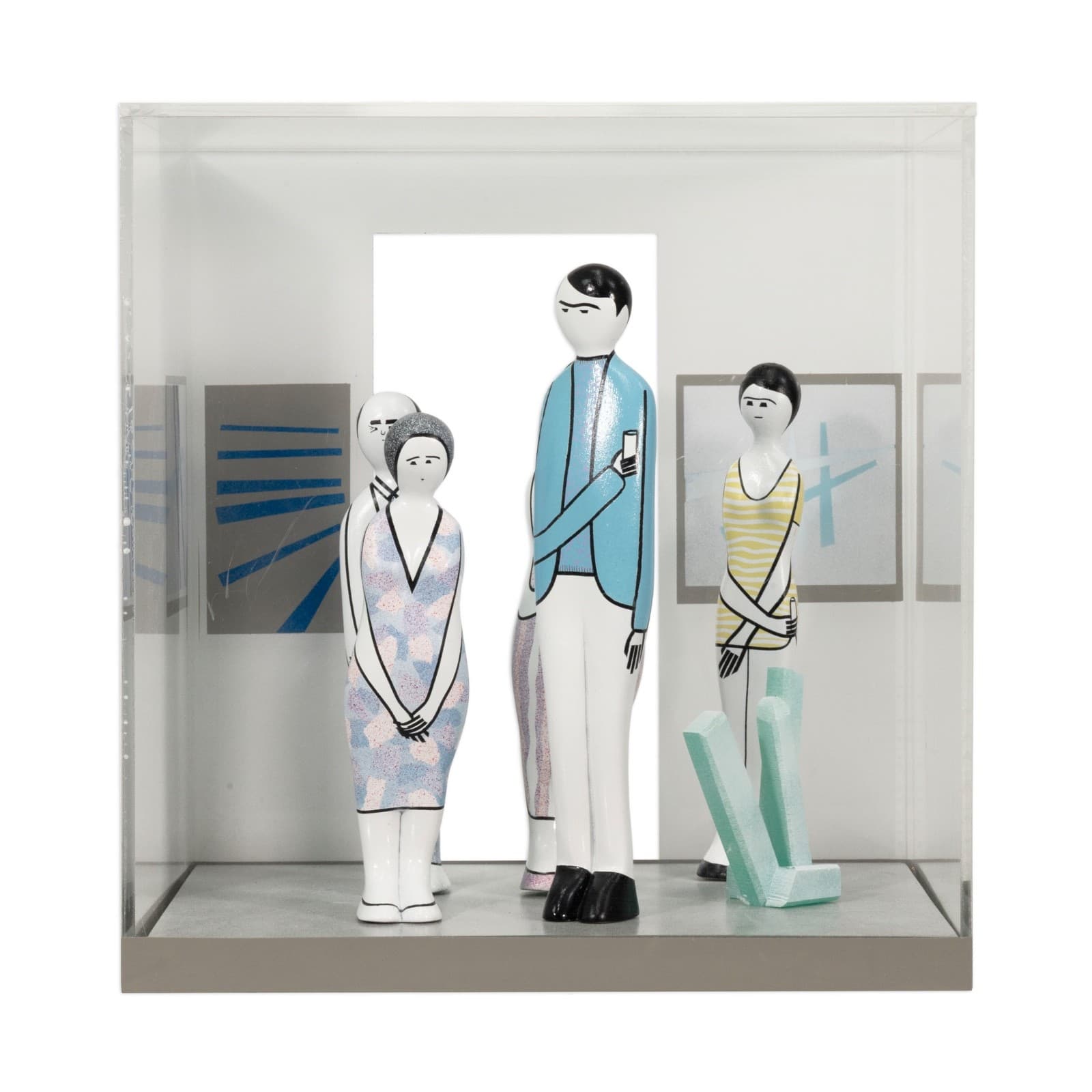Guglielmo Gusella - A Gallery Opening, c. 1980s Mixed-Media Table Sculpture - Thumbnail 2