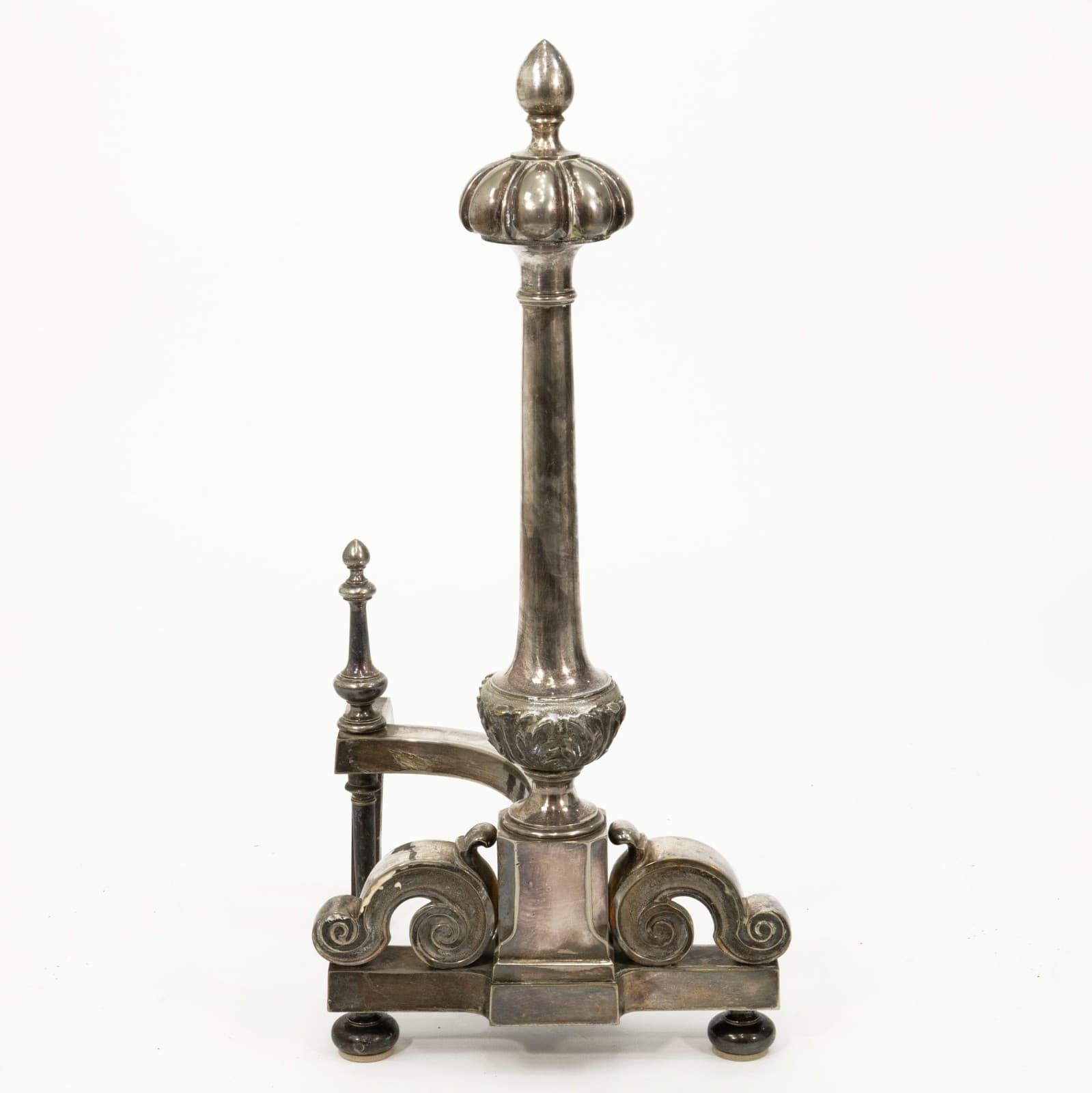 Neo Classical Baroque Style Polished Steel Fireplace Tools & Andirons - Thumbnail 3