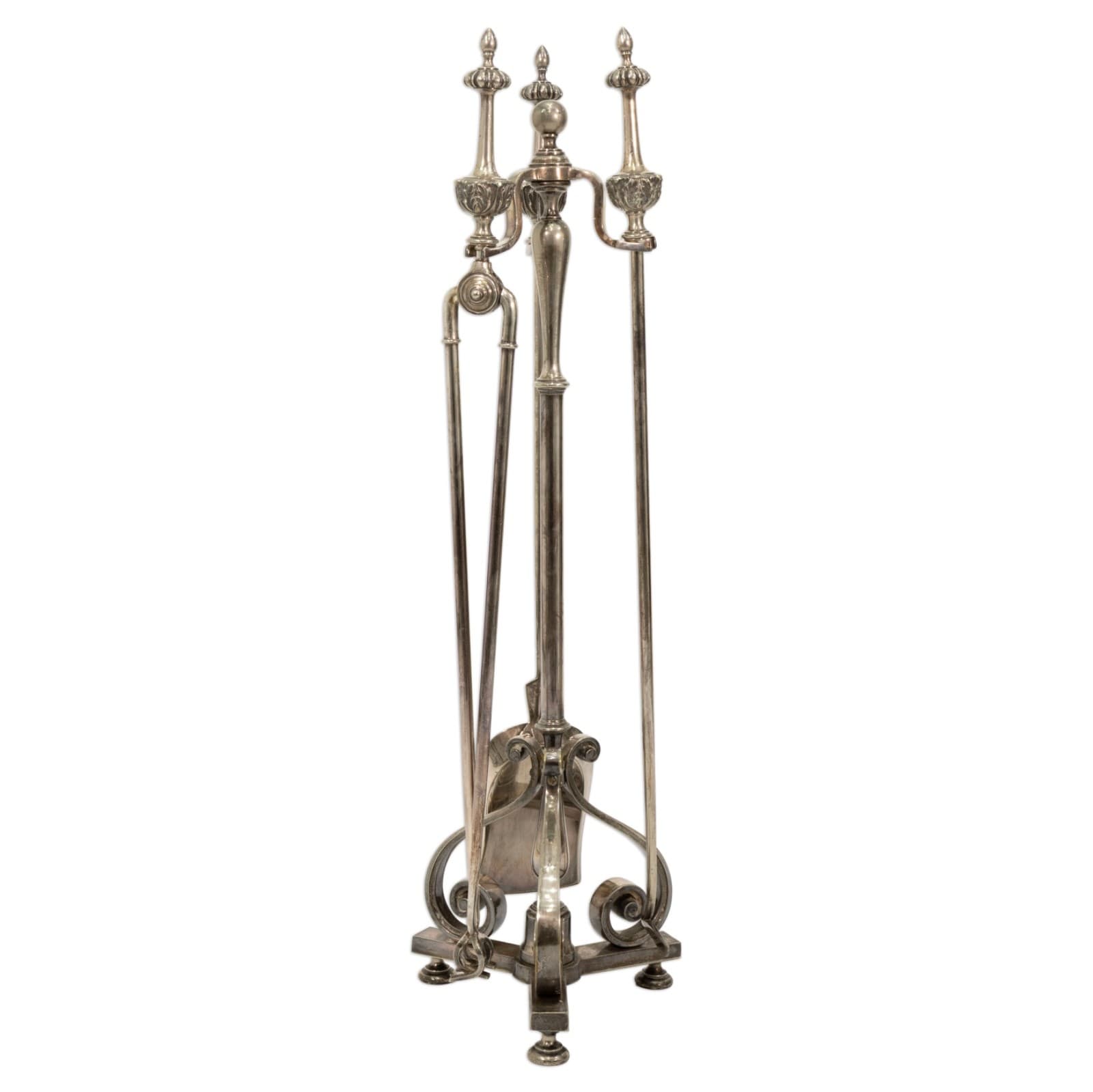 Neo Classical Baroque Style Polished Steel Fireplace Tools & Andirons - Thumbnail 4