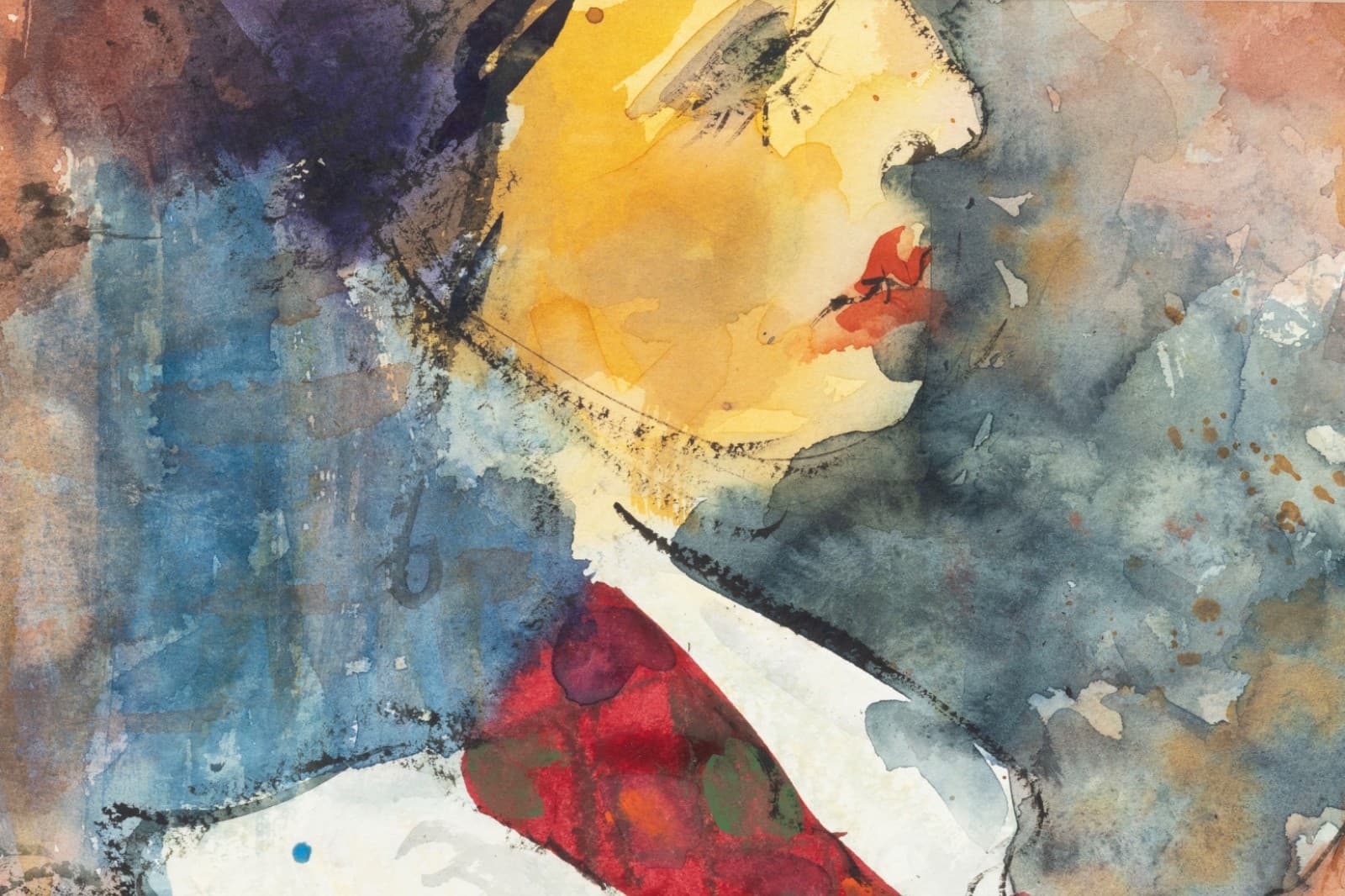 Richard Jerzy - Untitled (Mother & Child) Signed 1963 Watercolor on Paper Framed - Thumbnail 5
