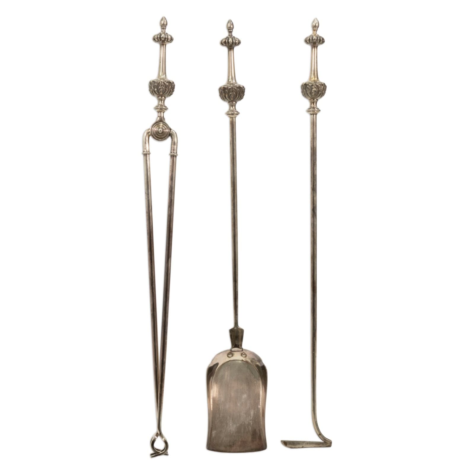 Neo Classical Baroque Style Polished Steel Fireplace Tools & Andirons - Thumbnail 5