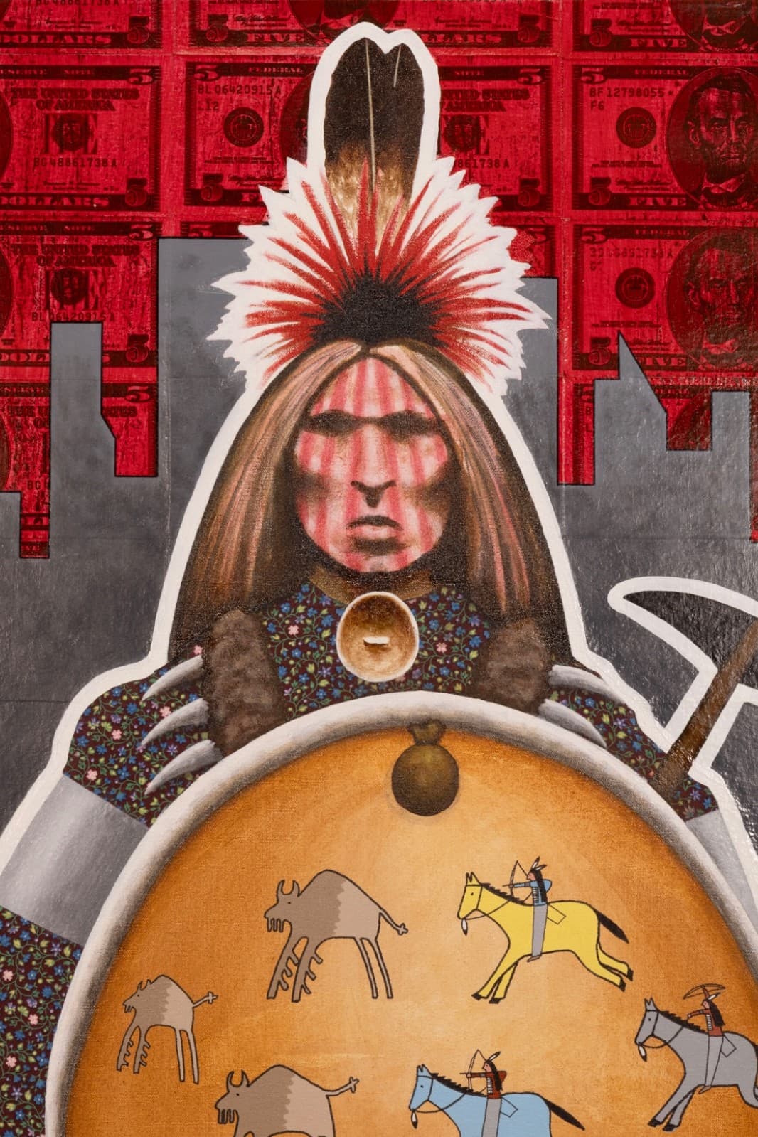 Marcus Cadman - Remaining True 2001 Signed Acrylic On Canvas Native American Art - Thumbnail 2
