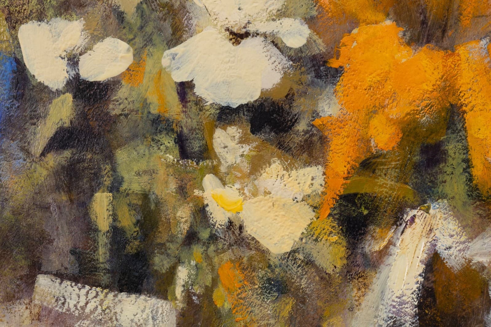 Richard Jerzy – Untitled (Still Life with Flowers & Fruit) Oil on Canvas Framed - Thumbnail 5