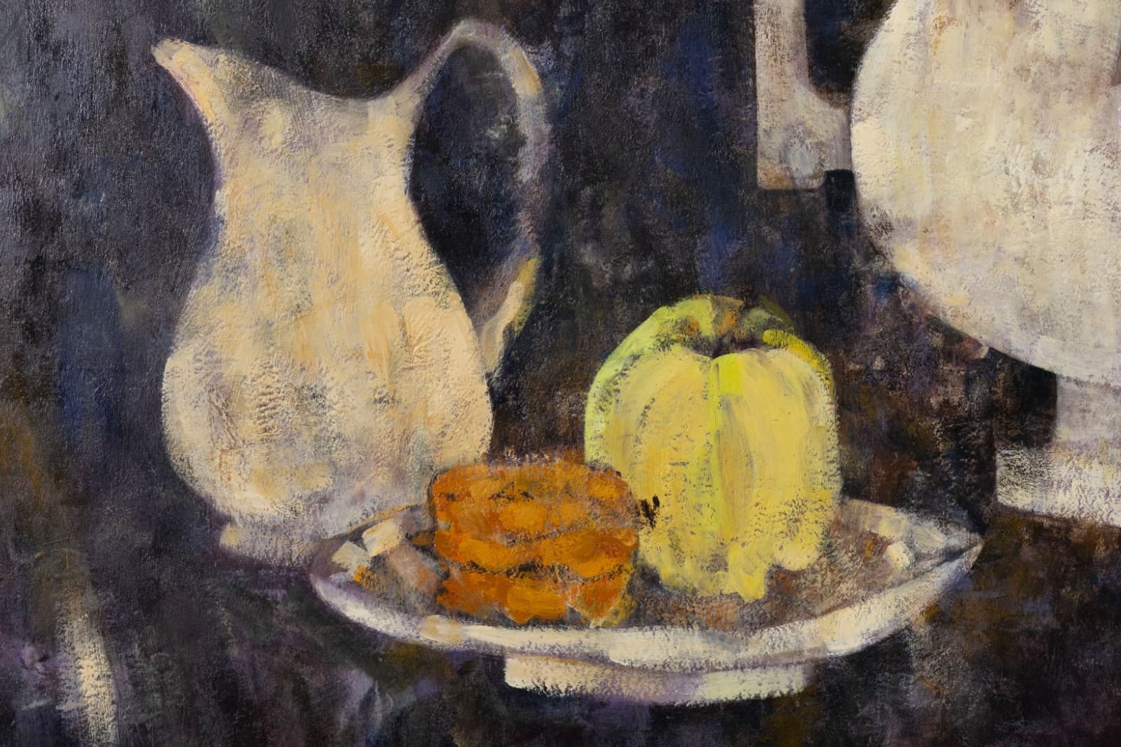 Richard Jerzy – Untitled (Still Life with Flowers & Fruit) Oil on Canvas Framed - Thumbnail 4