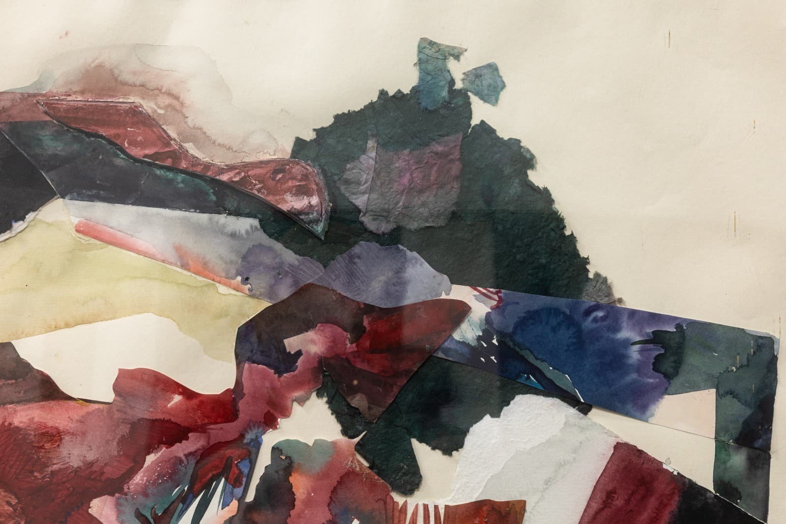 Fran Levin - Signed, c. 1980s Modern Watercolor Collage Abstract Expressionist - Thumbnail 3