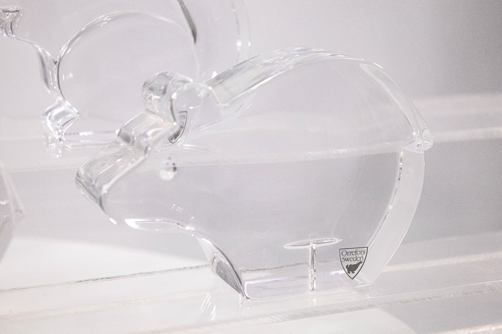 Orrefors Sweden Crystal Glass Figurines (6) Elephant, Monkey, Hippo, Mouse, Squi - Thumbnail 9