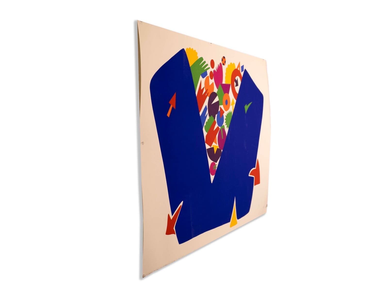 Daniel Gelakoska Blue Vase with Shapes Contemporary Serigraph with Embossed - Thumbnail 2
