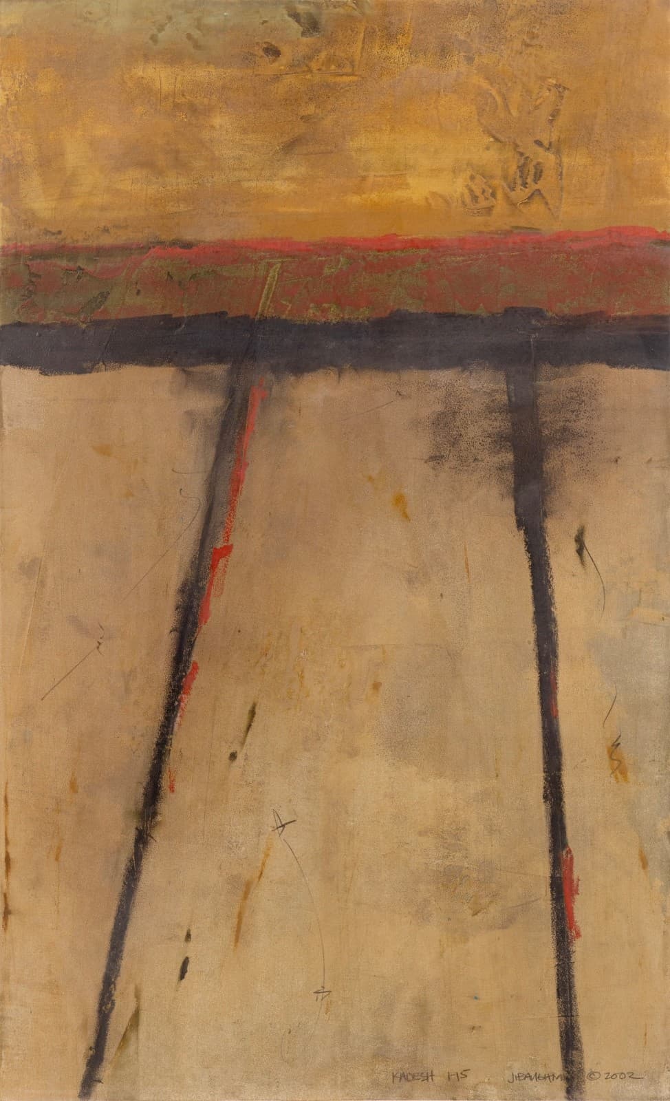 John Baughman - Kadesh I-15, 2002 Signed Contemporary Mixed-Media Paper Framed - Thumbnail 2
