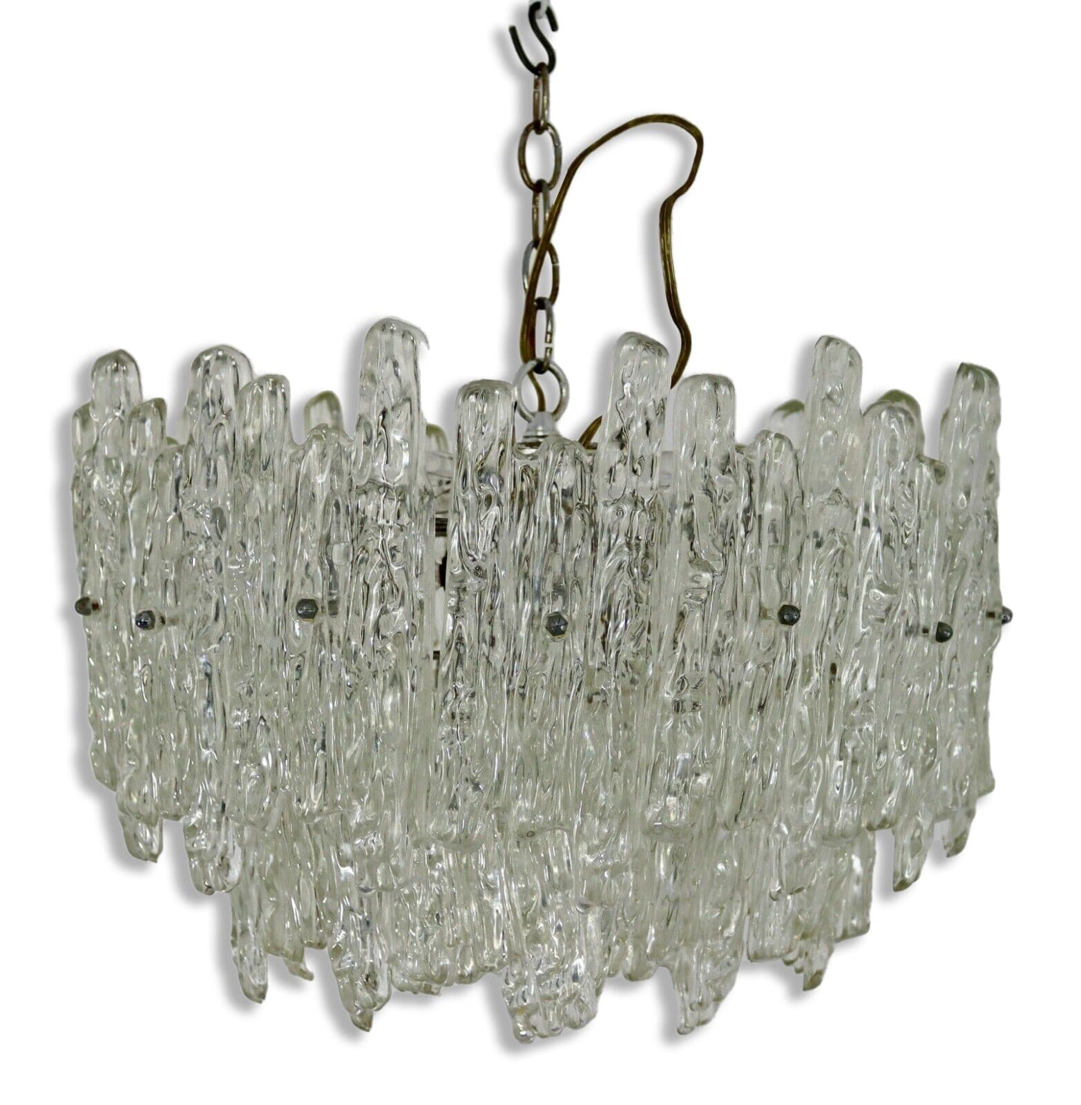 Mid Century Modern Large Lucite Kalmar Ice Light Fixture Chandelier 1970s