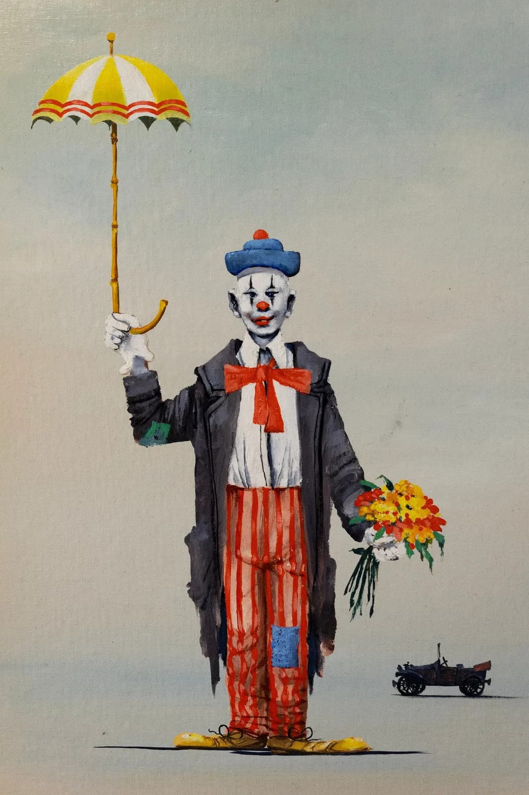 John Morris Mr. Otto Signed Midcentury Modern Surrealist Oil Painting on Canvas - Thumbnail 2