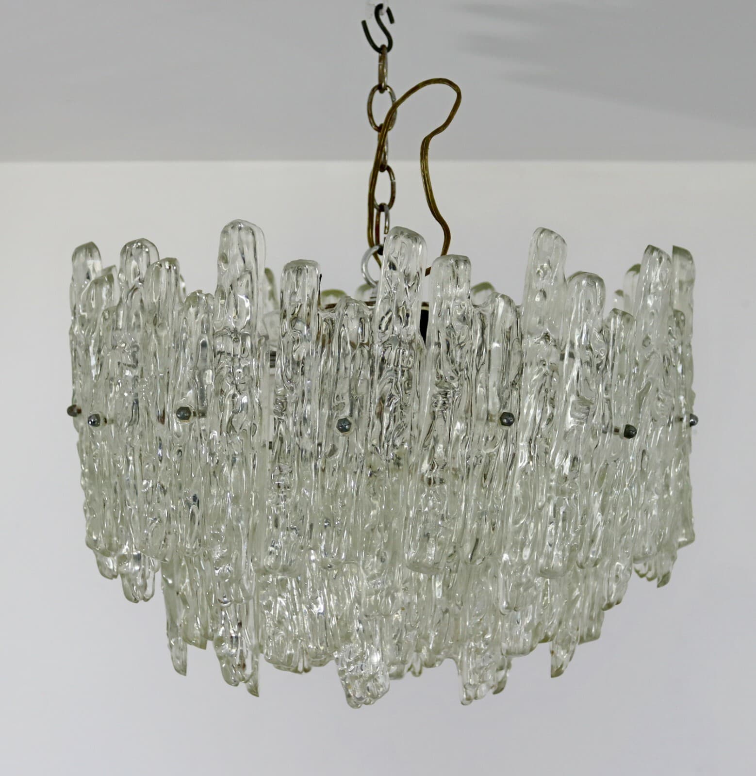 Mid Century Modern Large Lucite Kalmar Ice Light Fixture Chandelier 1970s - Thumbnail 3