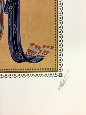 Mid Century Modern Deco Unframed Calyph's Concubine Erte Signed Lithograph - Thumbnail 2