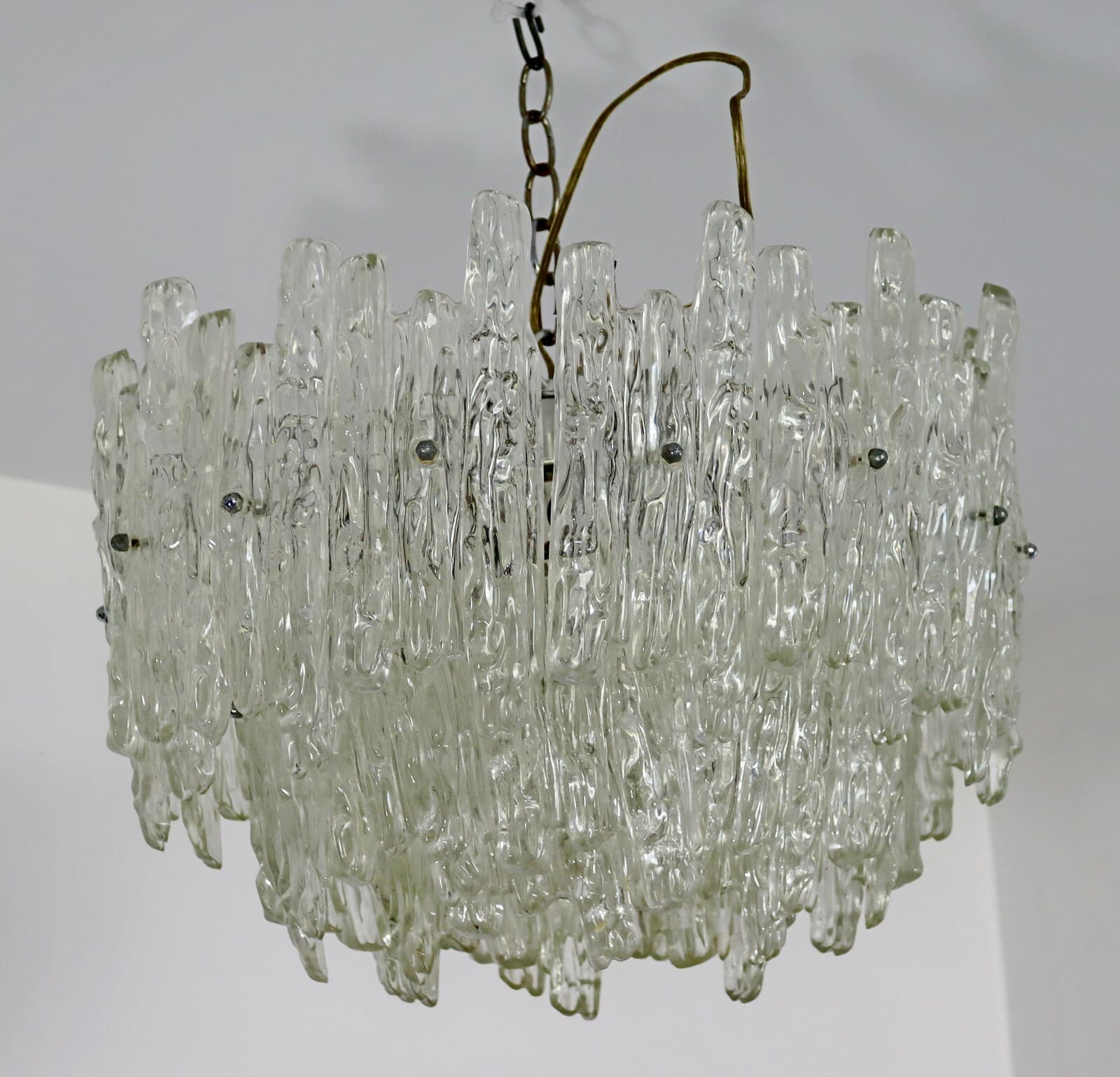 Mid Century Modern Large Lucite Kalmar Ice Light Fixture Chandelier 1970s - Thumbnail 7