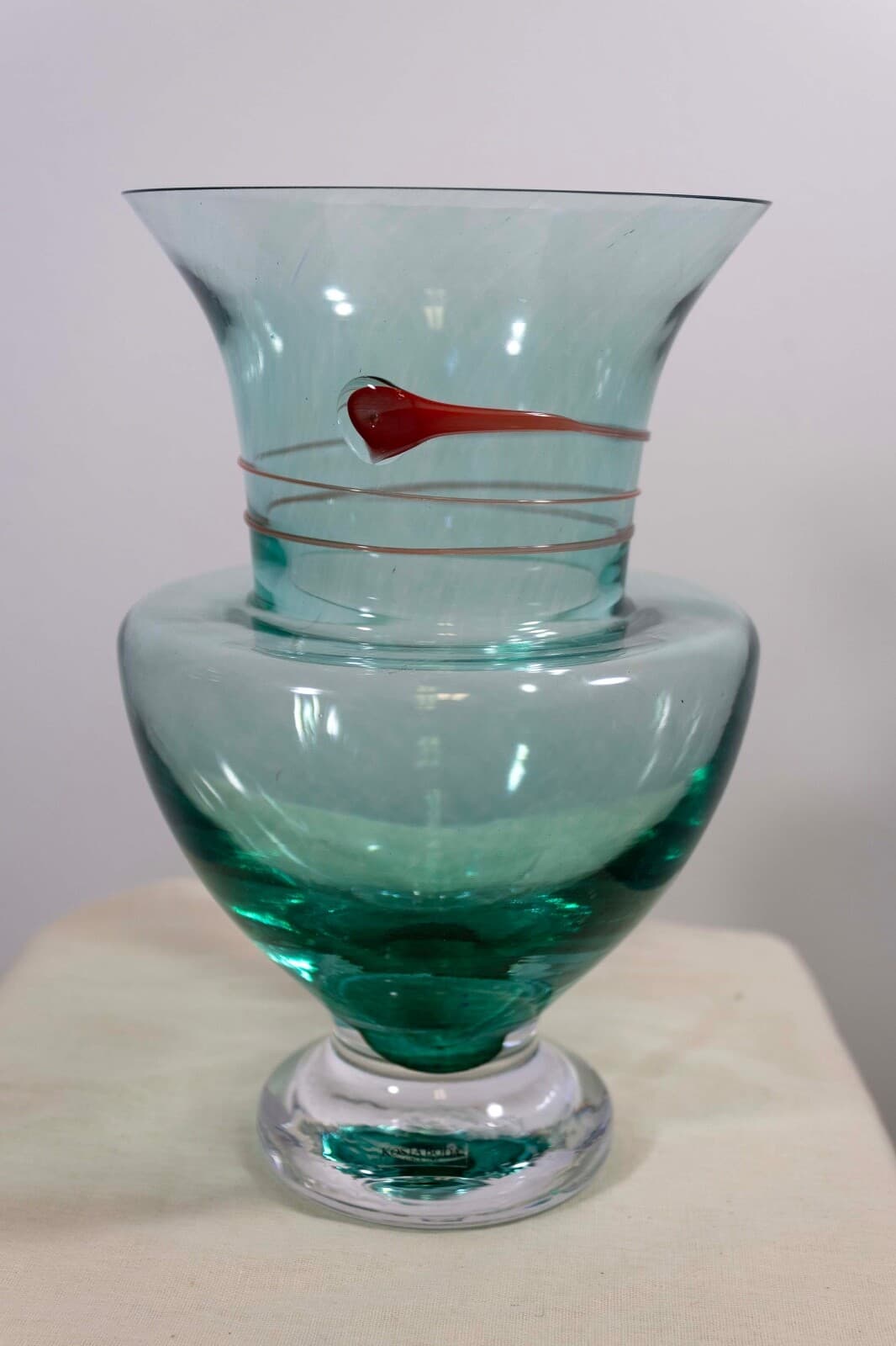 Monica Backstrom for Kosta Boda Serpent Signed Crystal Glass Vase Sweden 49232 - Thumbnail 4