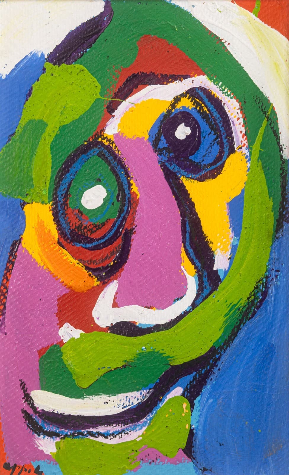 Karel Appel, Tete 1968 Signed Original Acrylic on Board CoBrA Art Movement - Thumbnail 2
