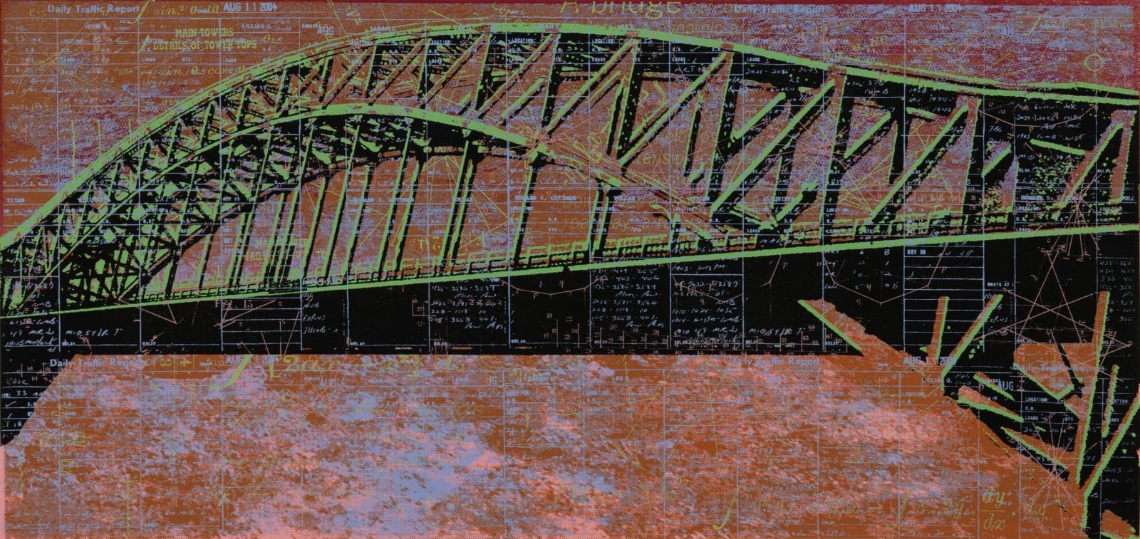 Judith Lipnik Perlow Bridgework Series 2005 Signed Serigraph in Colors on Paper - Thumbnail 2