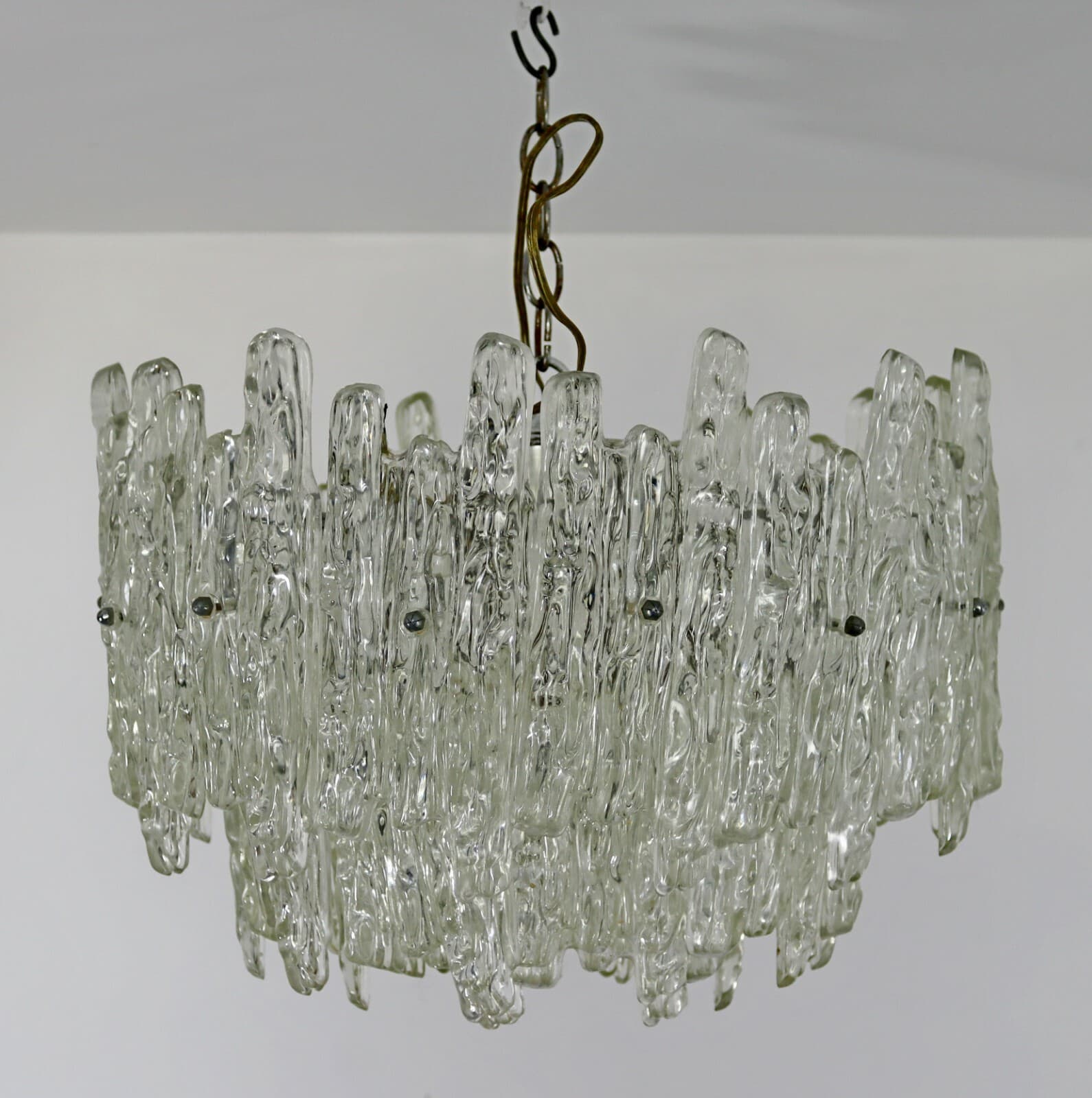 Mid Century Modern Large Lucite Kalmar Ice Light Fixture Chandelier 1970s - Thumbnail 4