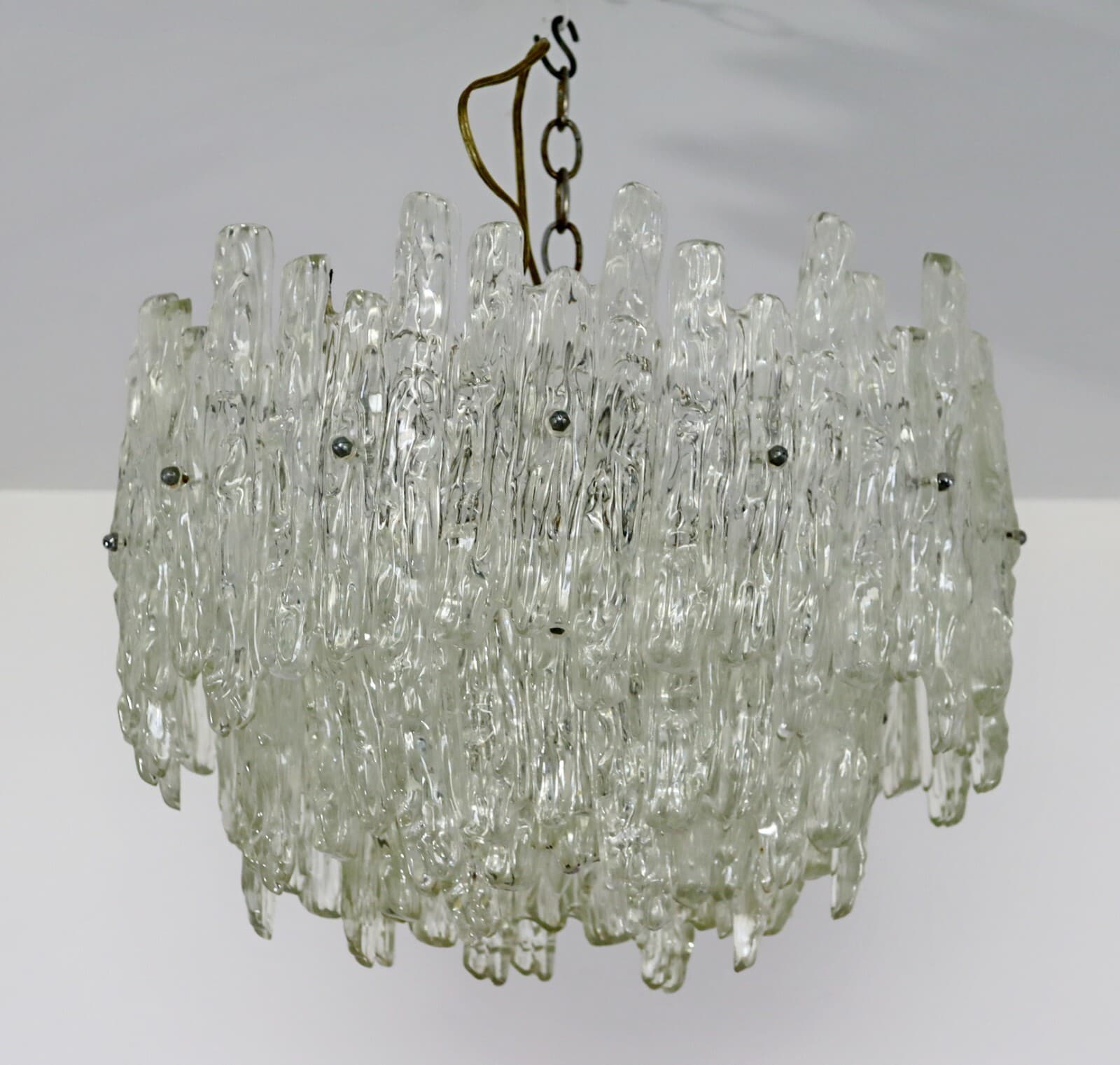 Mid Century Modern Large Lucite Kalmar Ice Light Fixture Chandelier 1970s - Thumbnail 6