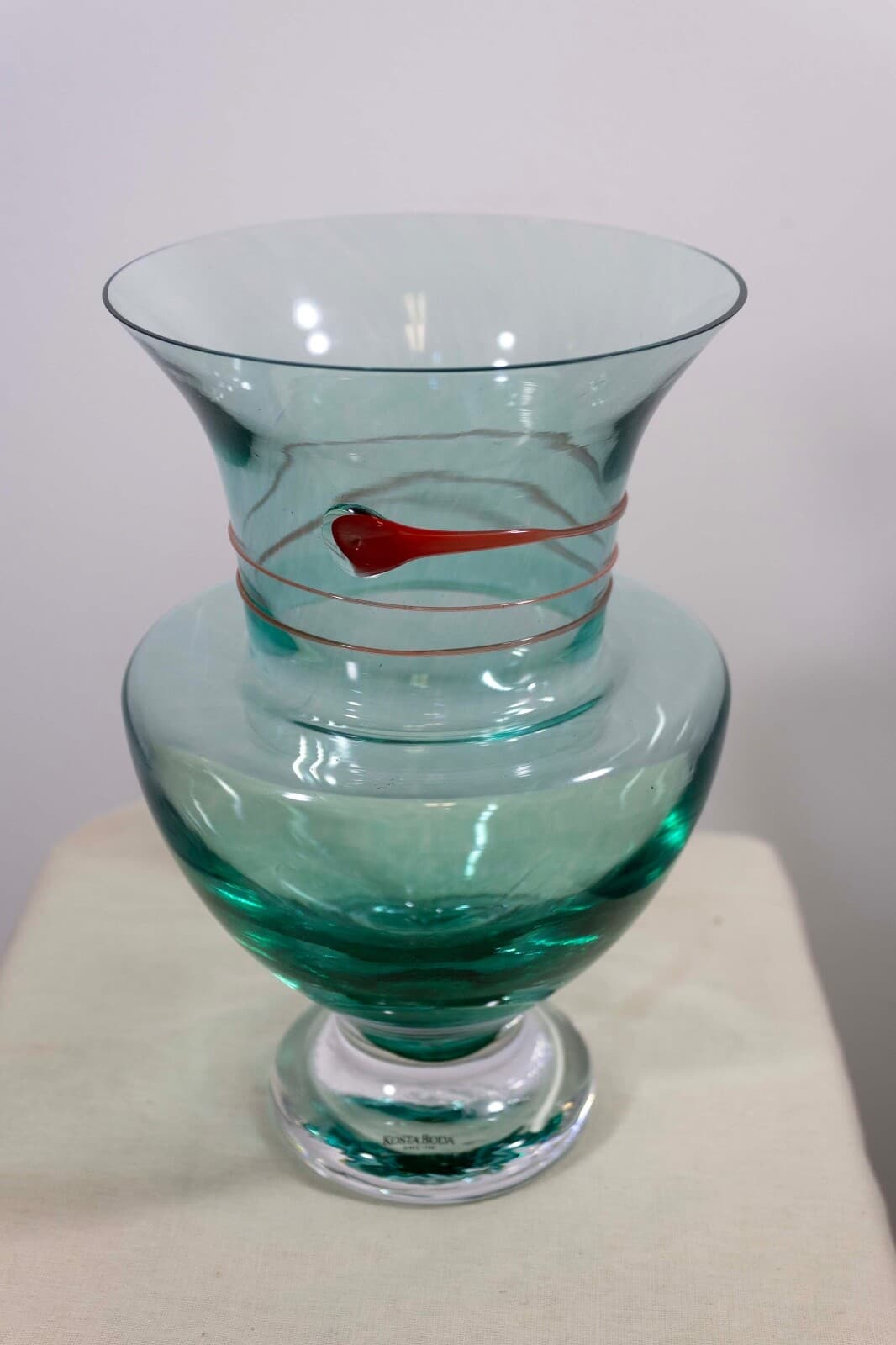 Monica Backstrom for Kosta Boda Serpent Signed Crystal Glass Vase Sweden 49232 - Thumbnail 3