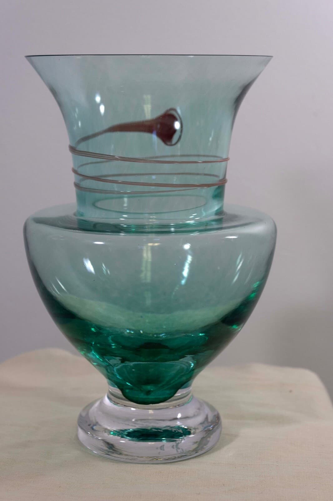 Monica Backstrom for Kosta Boda Serpent Signed Crystal Glass Vase Sweden 49232 - Thumbnail 2