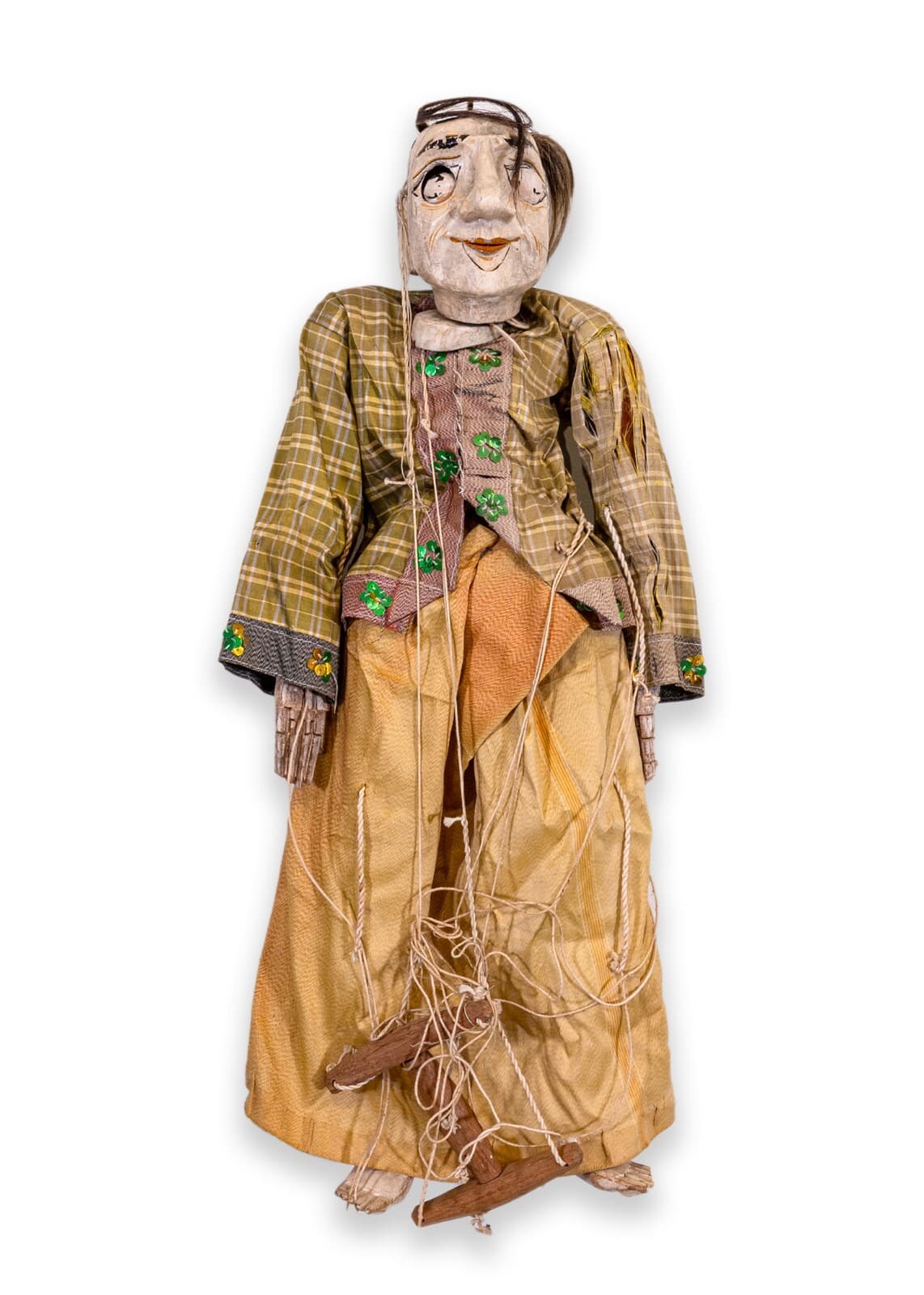 Pair of Antique Burmese Thailand Marionette Puppet Dolls Figurative Folk Art - Thumbnail 7